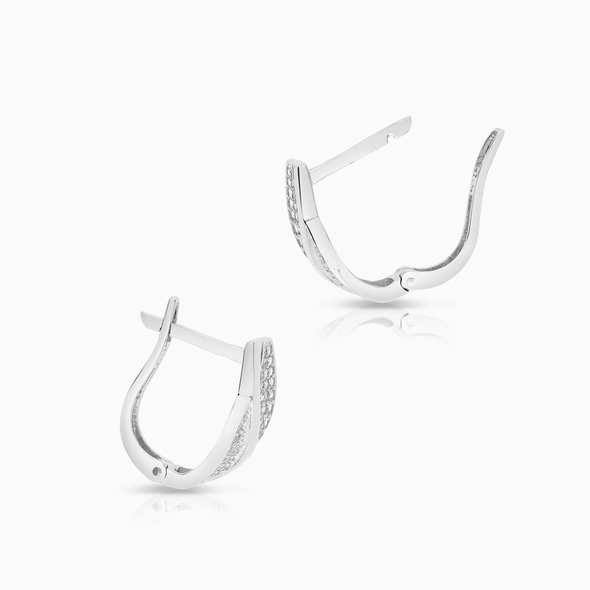 Earrings cubic zirconia 3.35g 14K white gold - Image 2