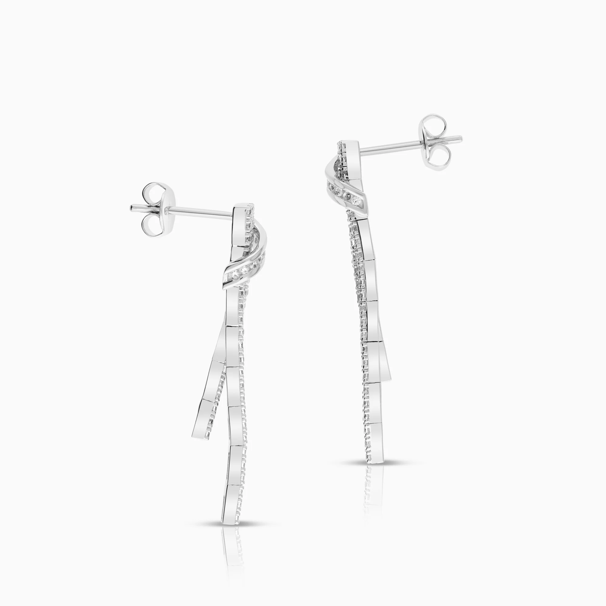 Earrings cubic zirconia 3.55g 14K white gold - Image 2