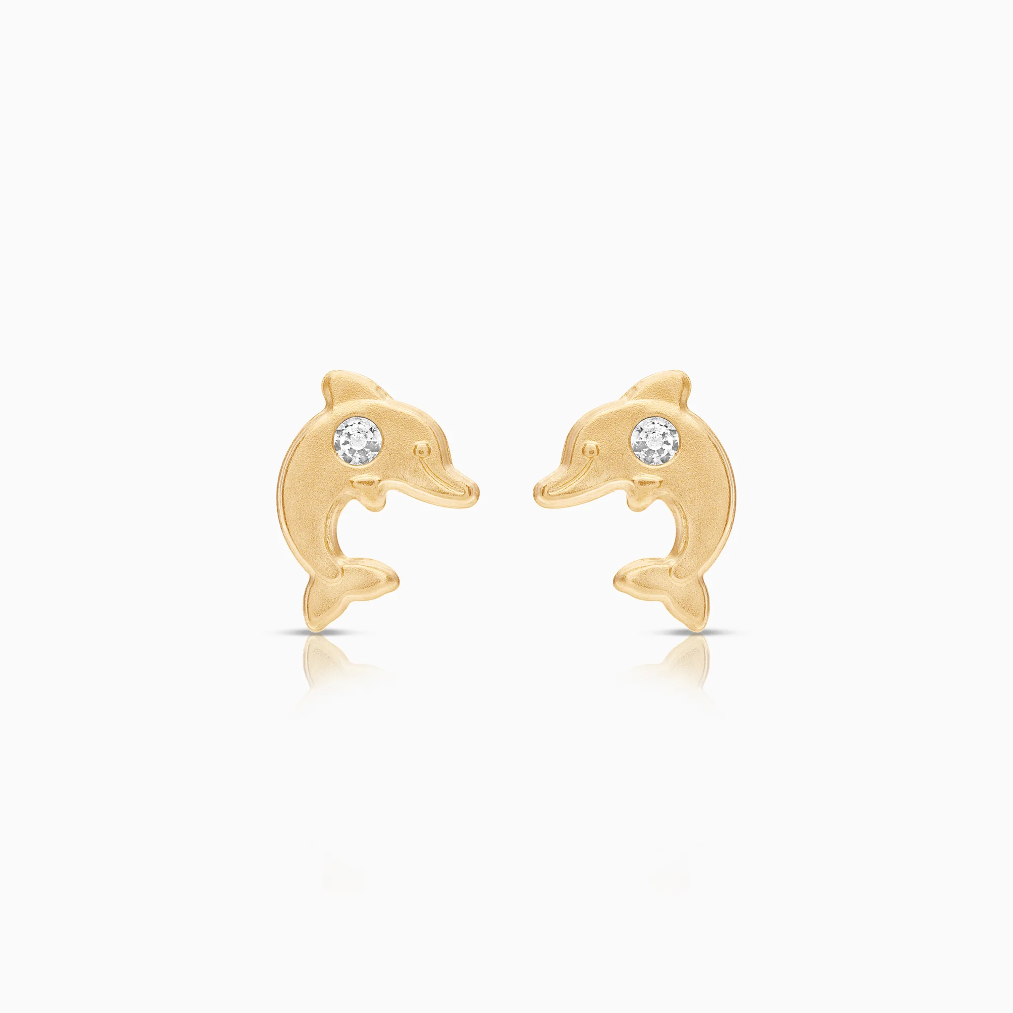Dolphin earrings cubic zirconia 0.71g 18K gold