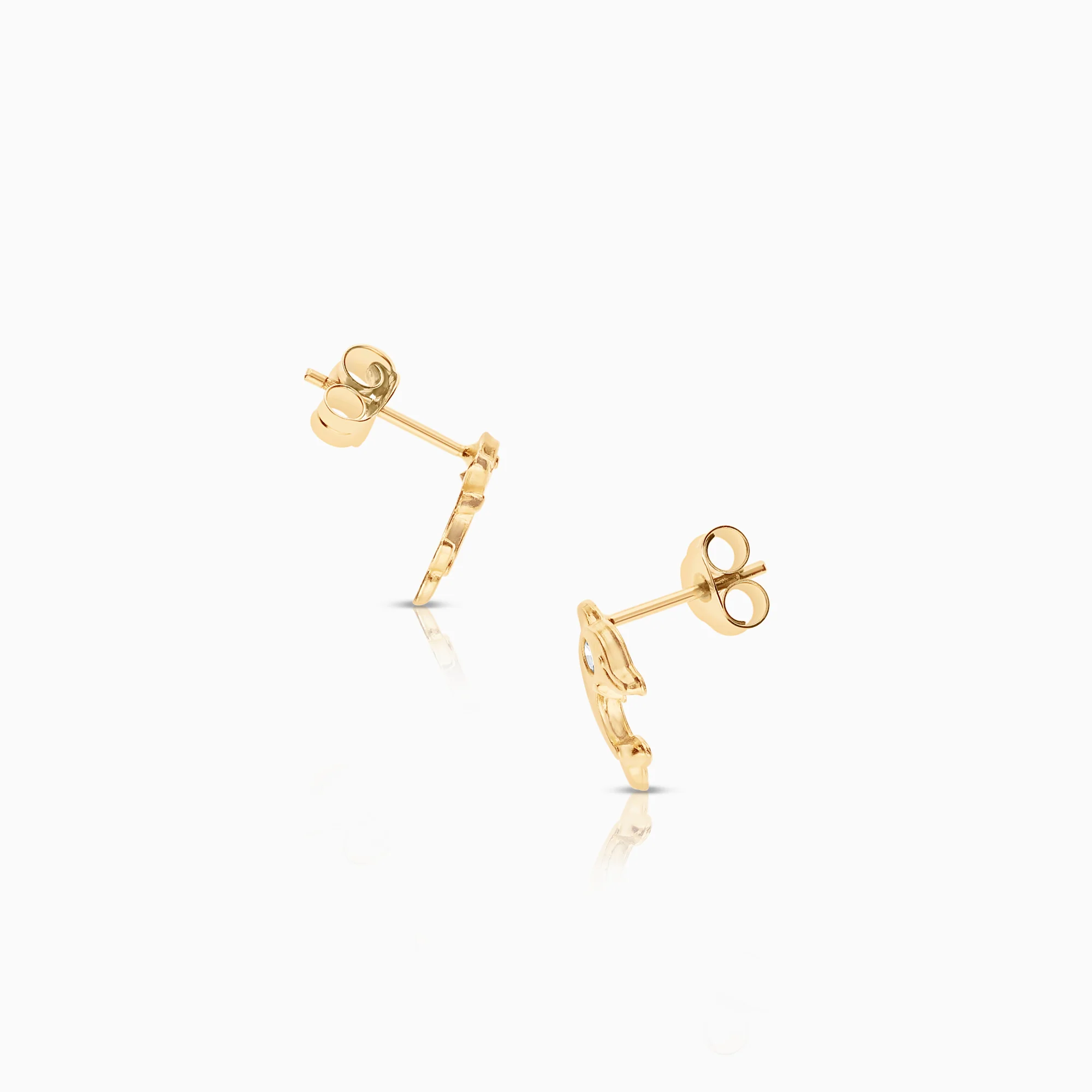 Dolphin earrings cubic zirconia 0.71g 18K gold - Image 2