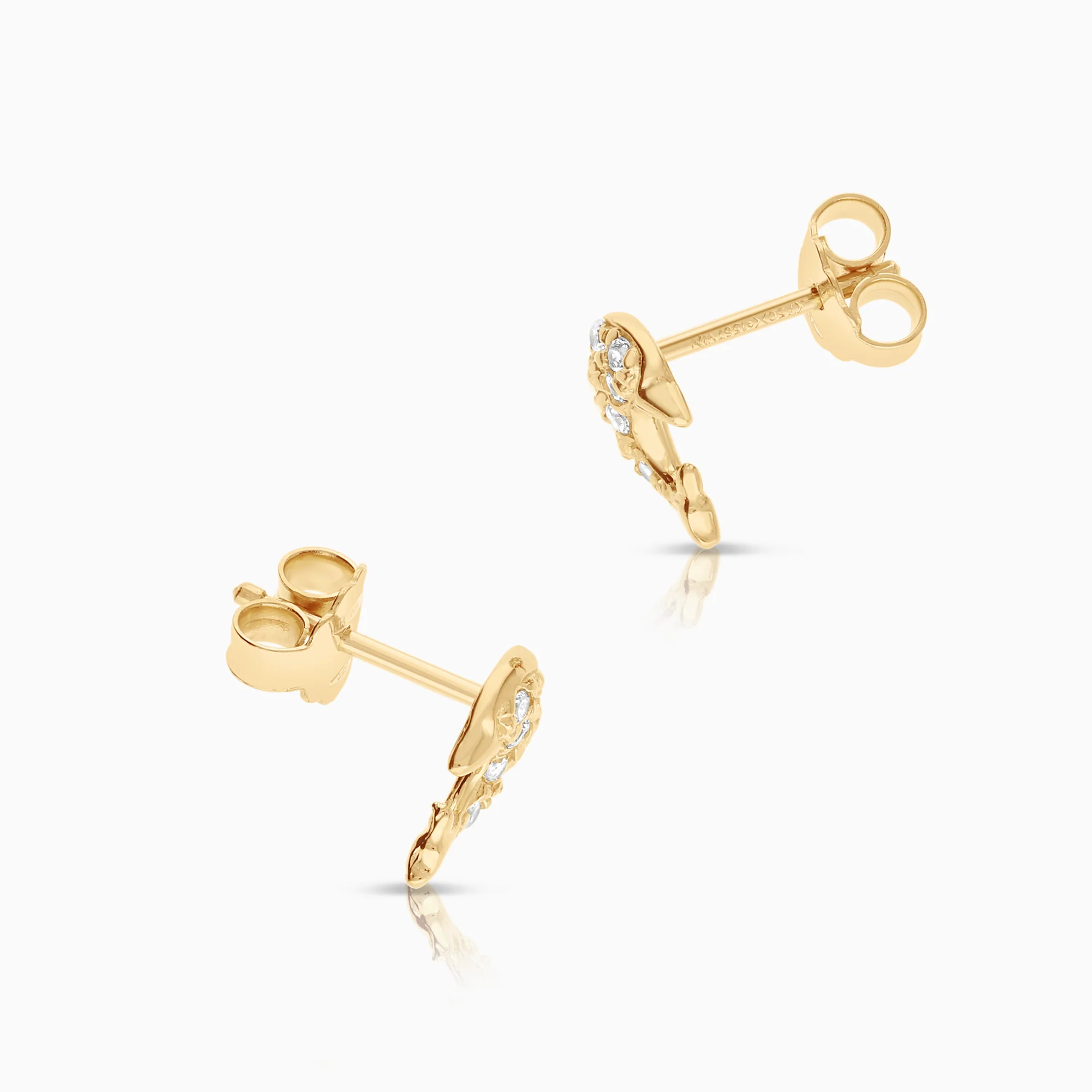Dolphin Earrings with Cubic Zirconia 1.46g 18K Gold - Image 2