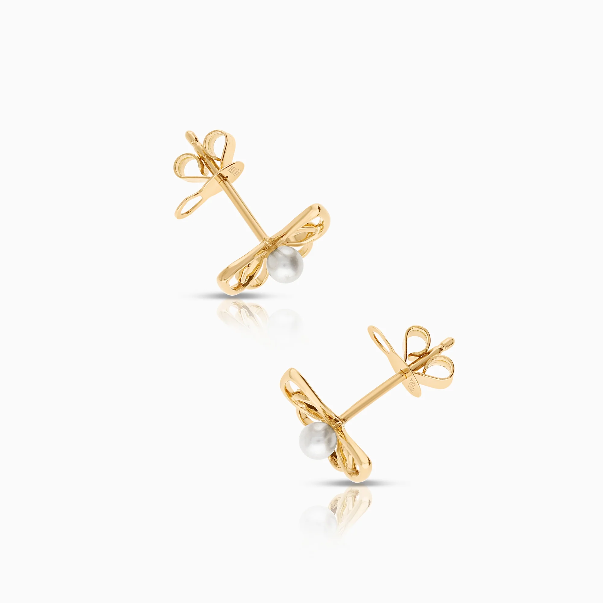 Butterfly earrings with cultured freshwater pearls, 1.49g, 18K gold - Image 2