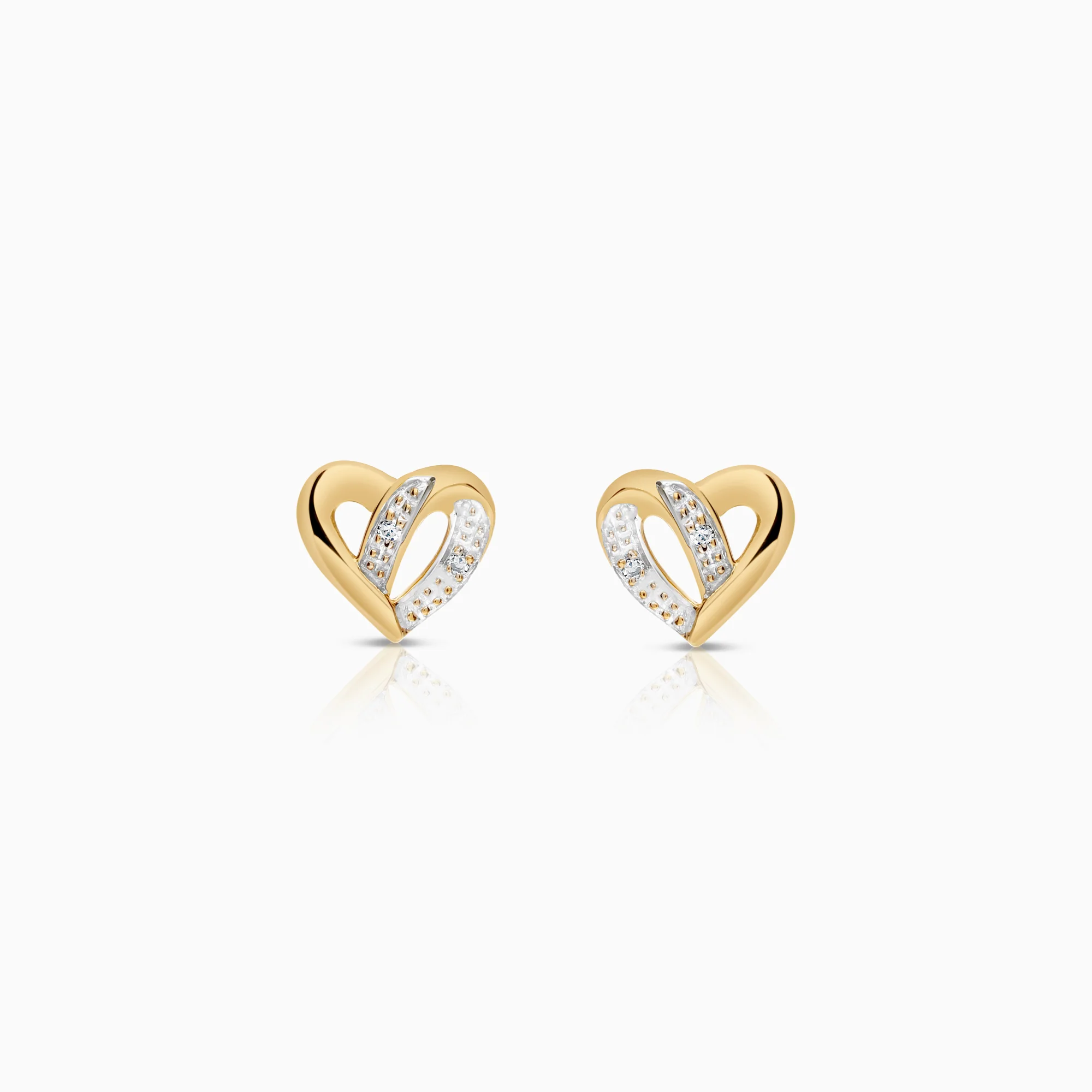 Heart earrings 0.02ct 18K gold