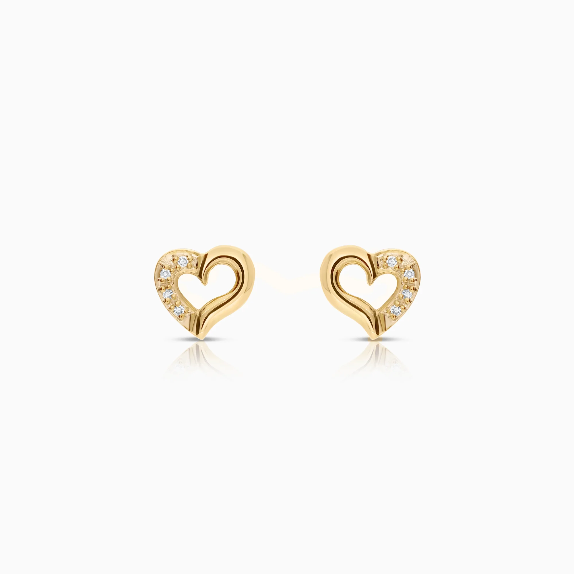 Heart earrings 0.02ct 18K gold