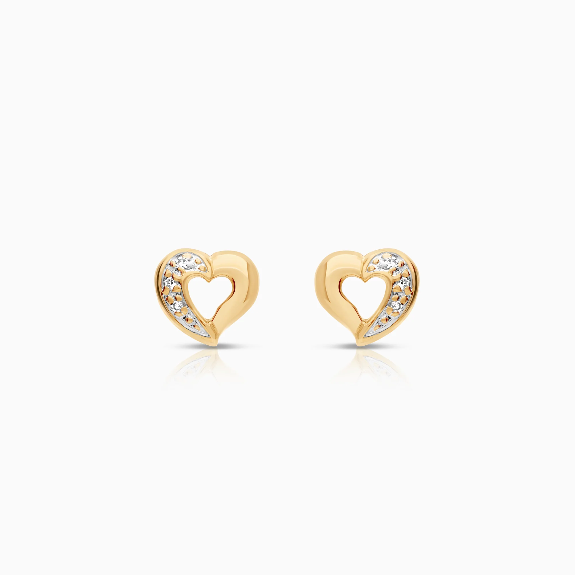 Heart earrings 0.03ct 18K gold
