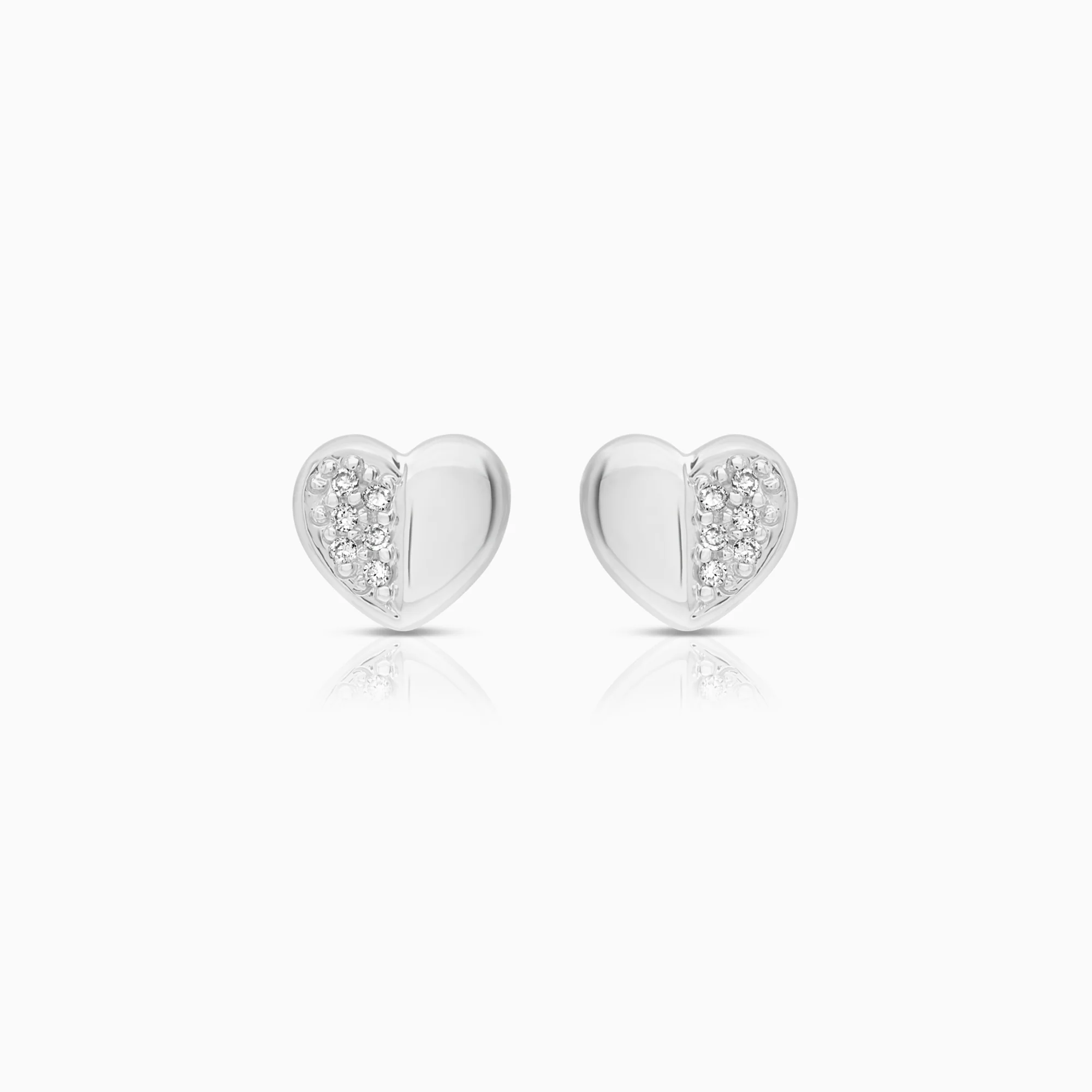 Heart earrings 0.12ct 18K white gold