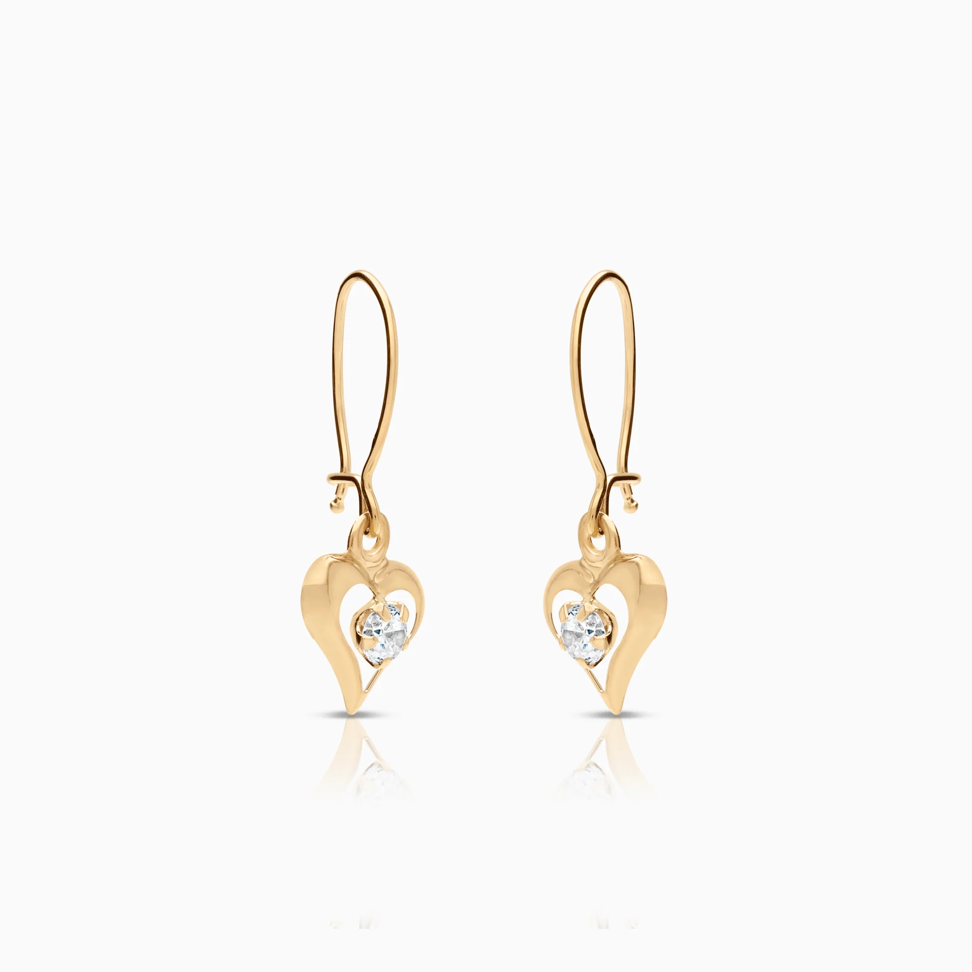 Heart-shaped cubic zirconia earrings 0.63g 18K gold