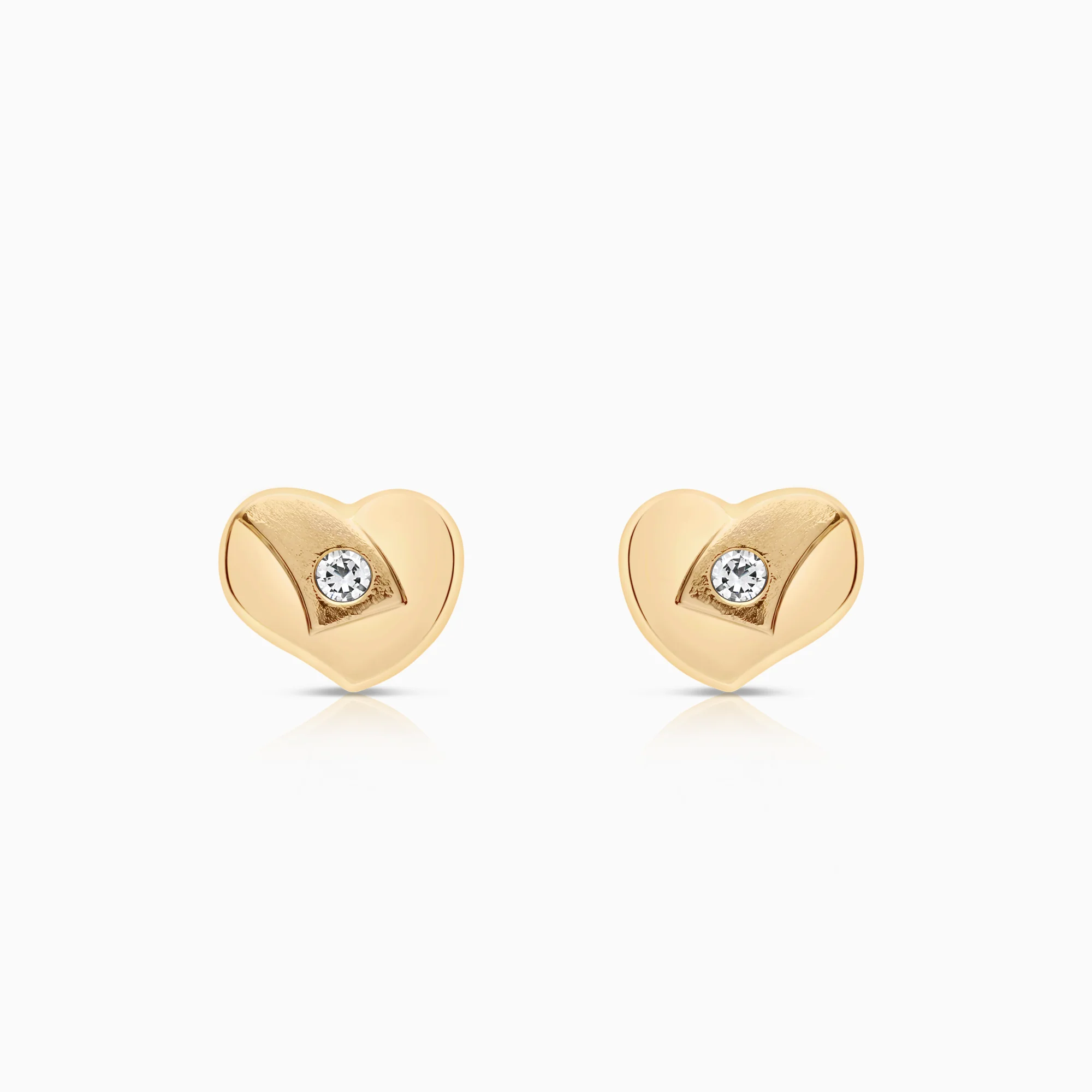 Earrings heart cubic zirconia 0.92g 18K gold
