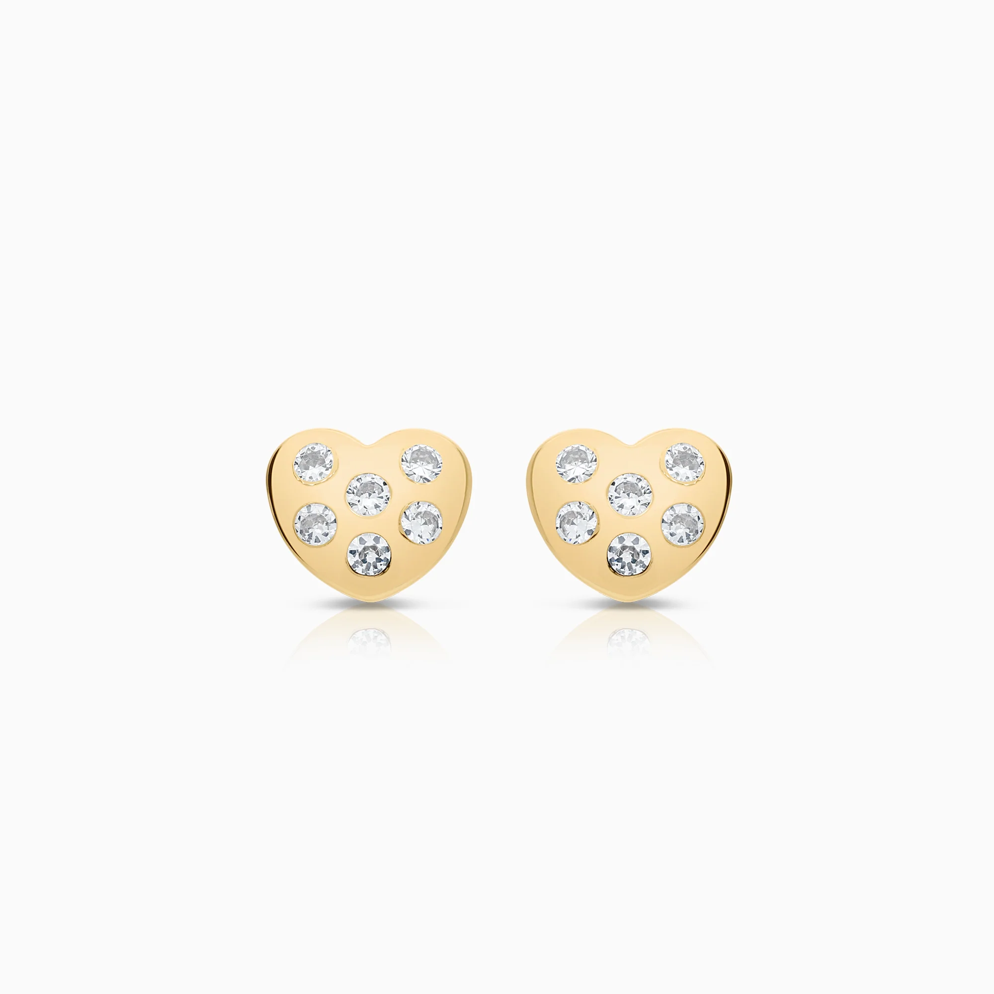 Earrings heart cubic zirconia 0.93g 18K gold