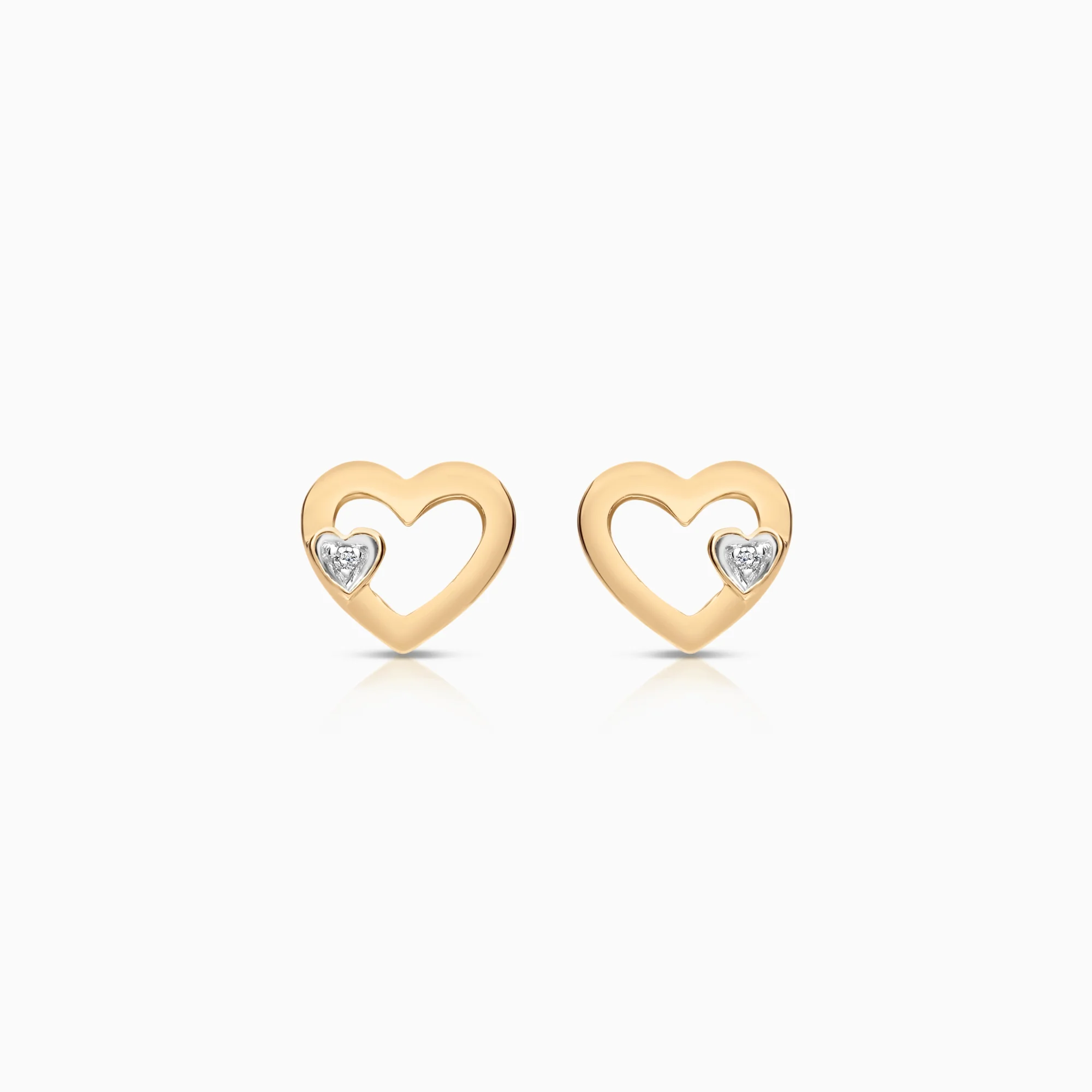 Heart earrings 0.01ct 18K gold