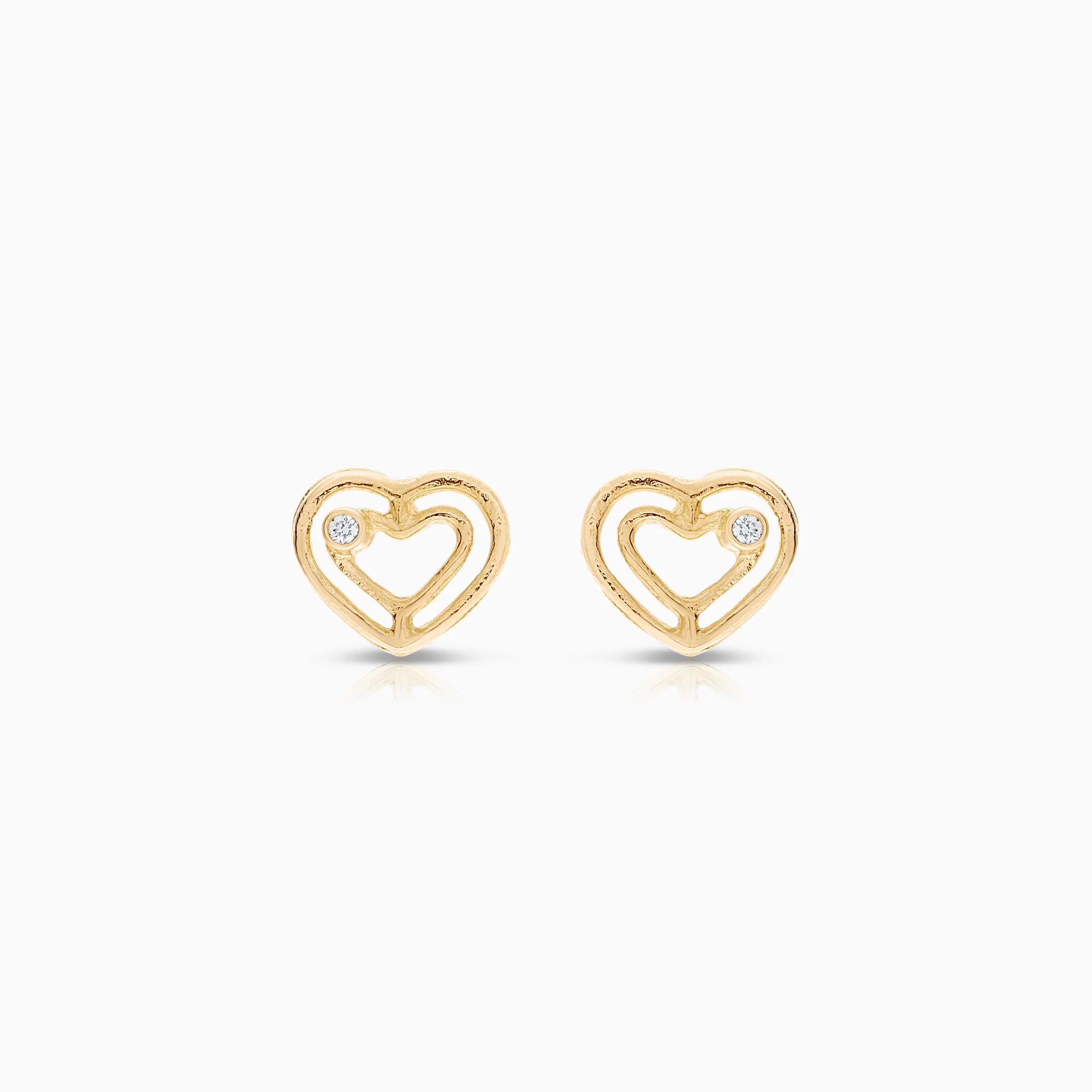Heart earrings diamonds 0.02ct 18K gold