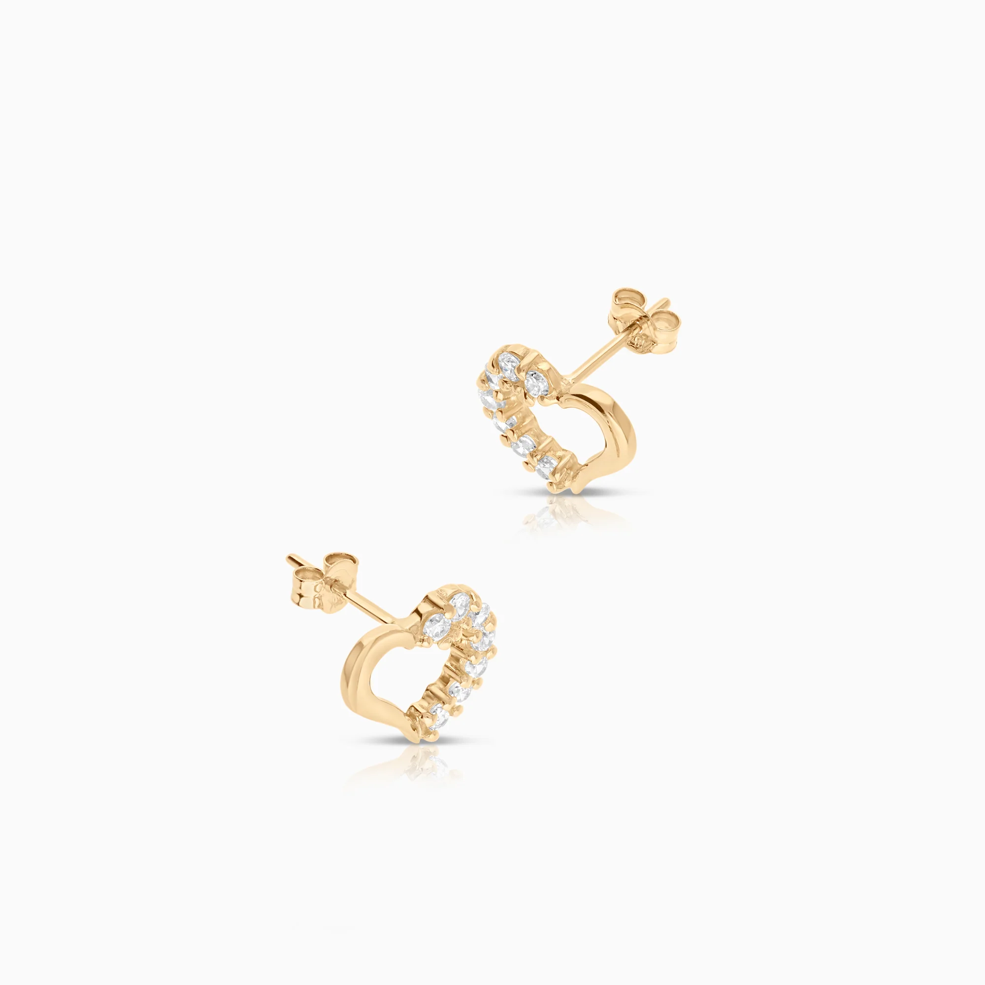 Heart earrings with cubic zirconia 1.23g 18K gold - Image 2