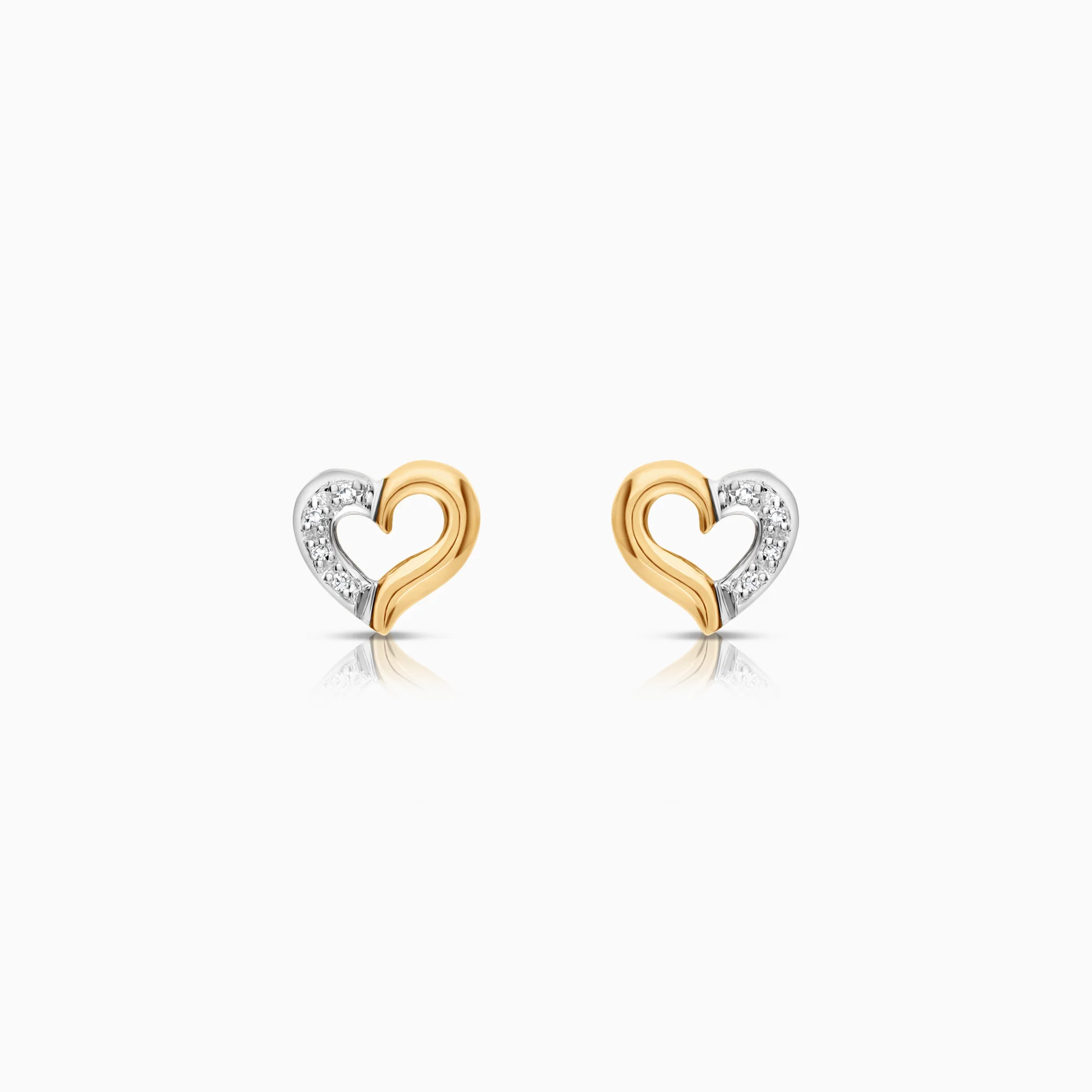 Heart earrings with diamonds 0.02ct 18K gold