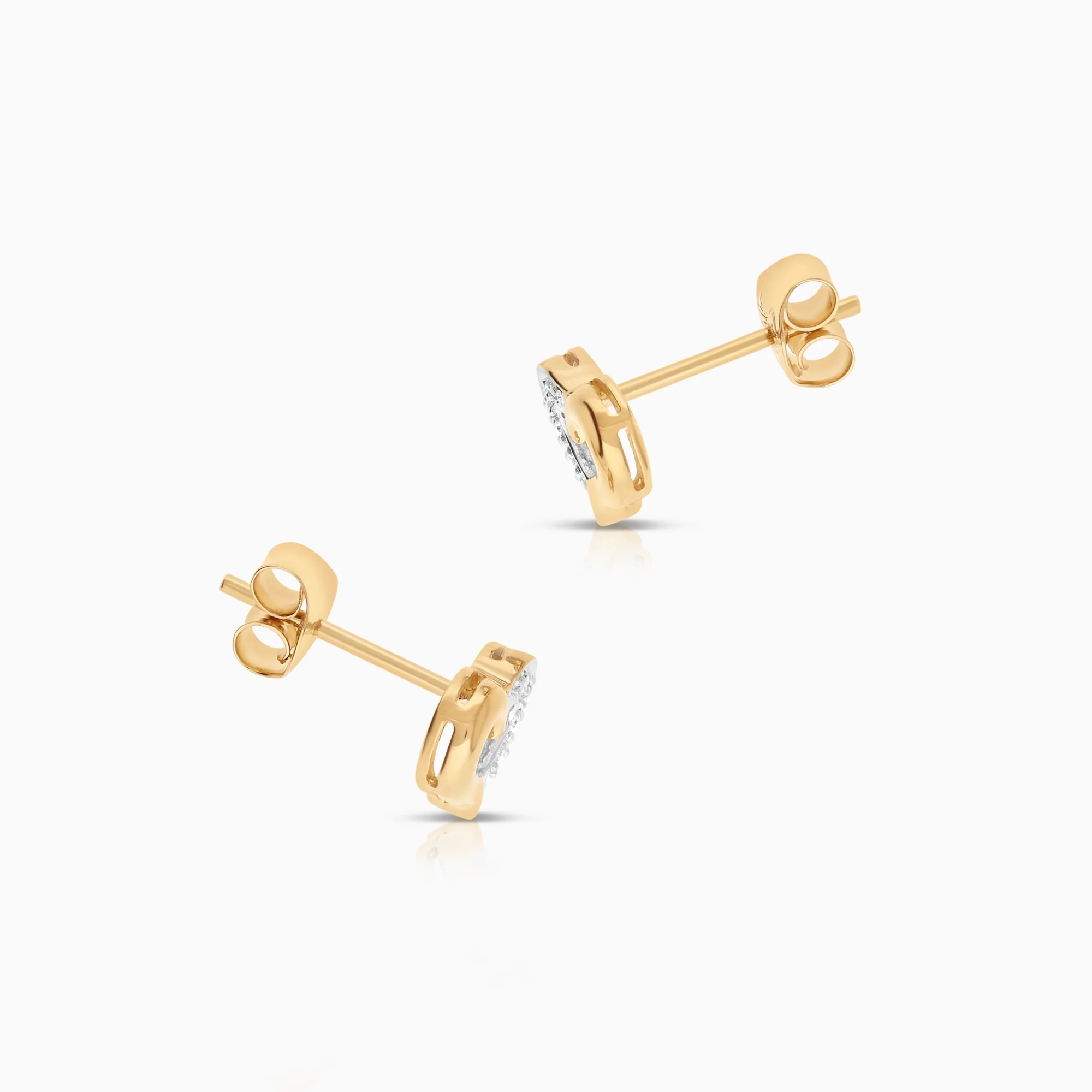 Heart earrings with diamonds 0.02ct 18K gold - Image 2