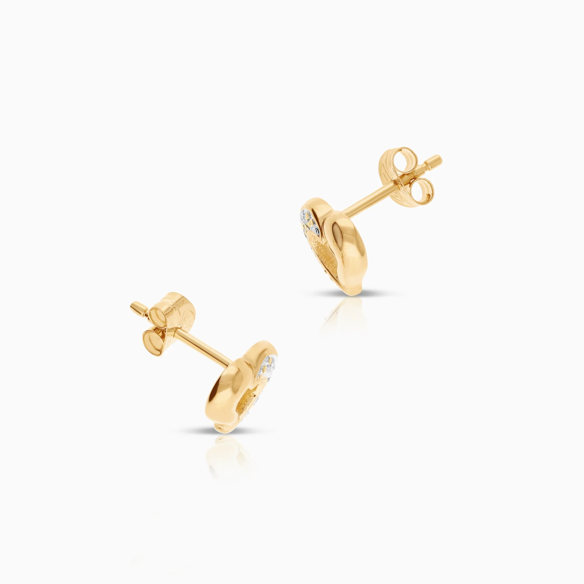 Heart earrings with diamonds 0.02ct 18K gold - Image 2