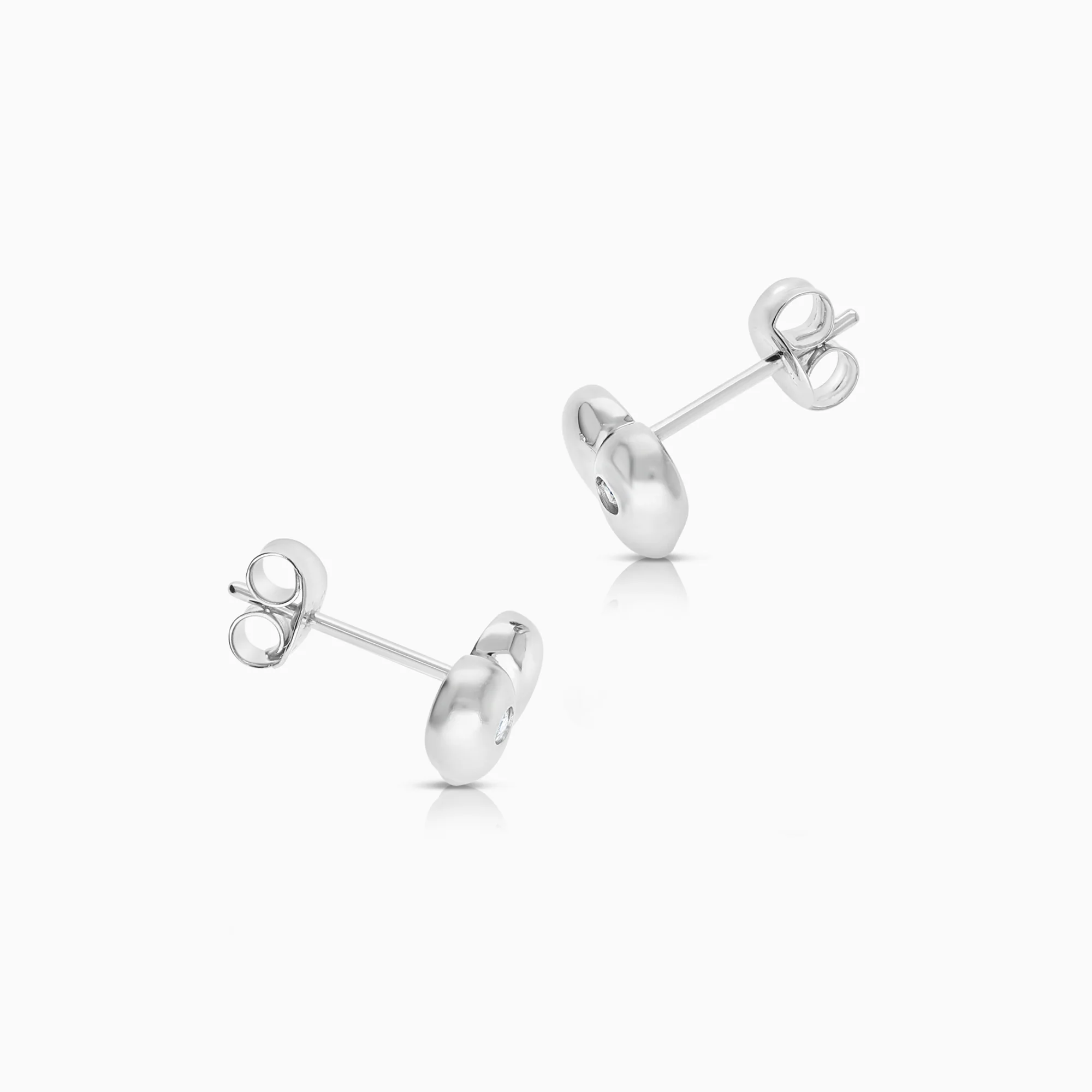 Heart earrings with diamonds 0.02ct 18K white gold - Image 2