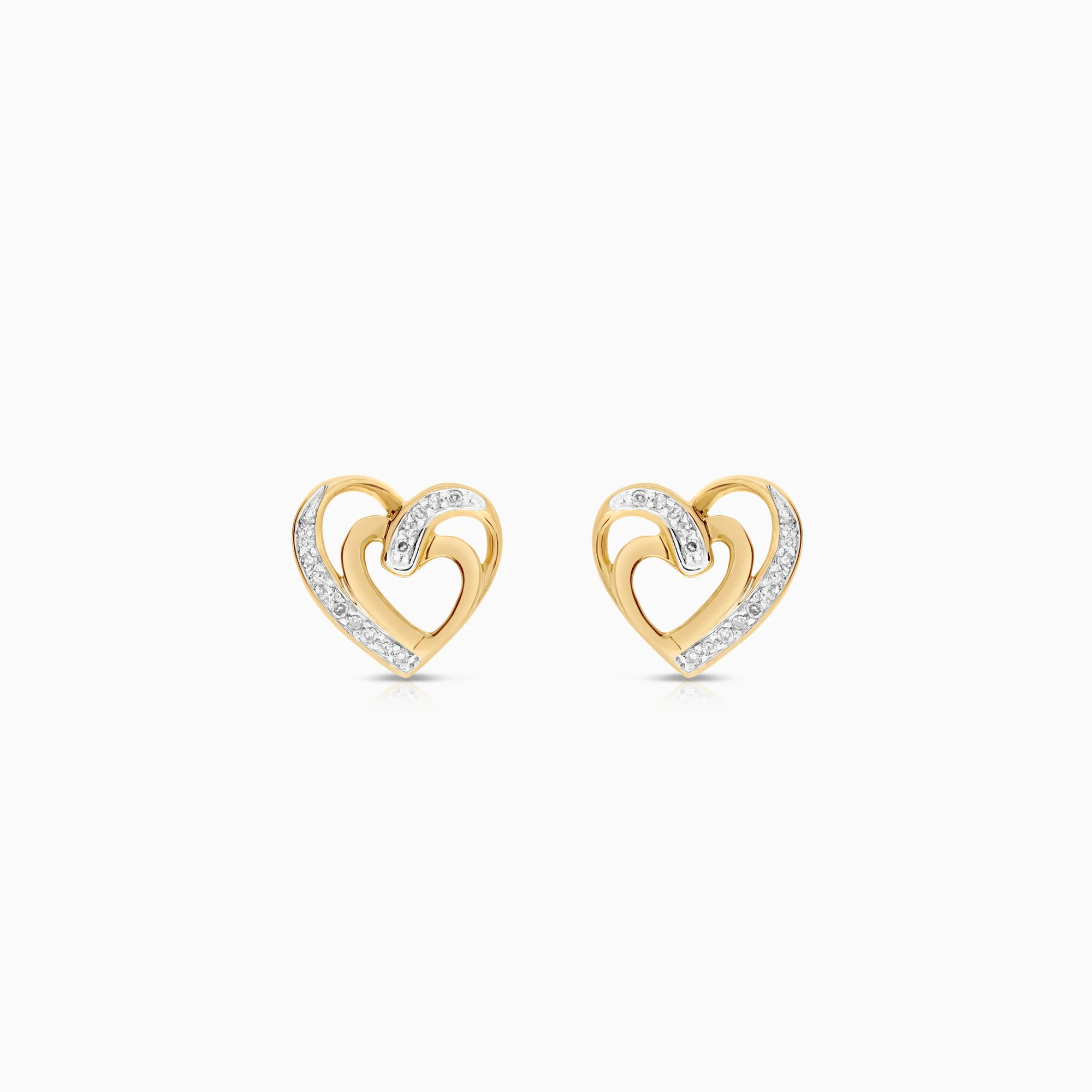 Heart earrings with diamonds 0.06ct 18K gold