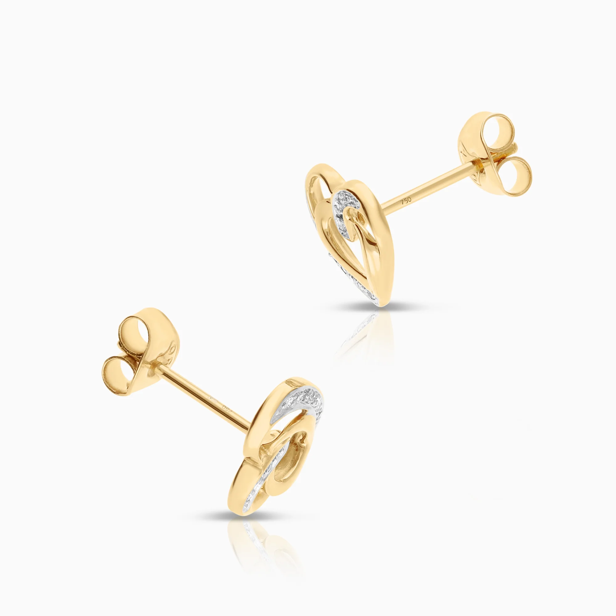 Heart earrings with diamonds 0.06ct 18K gold - Image 2
