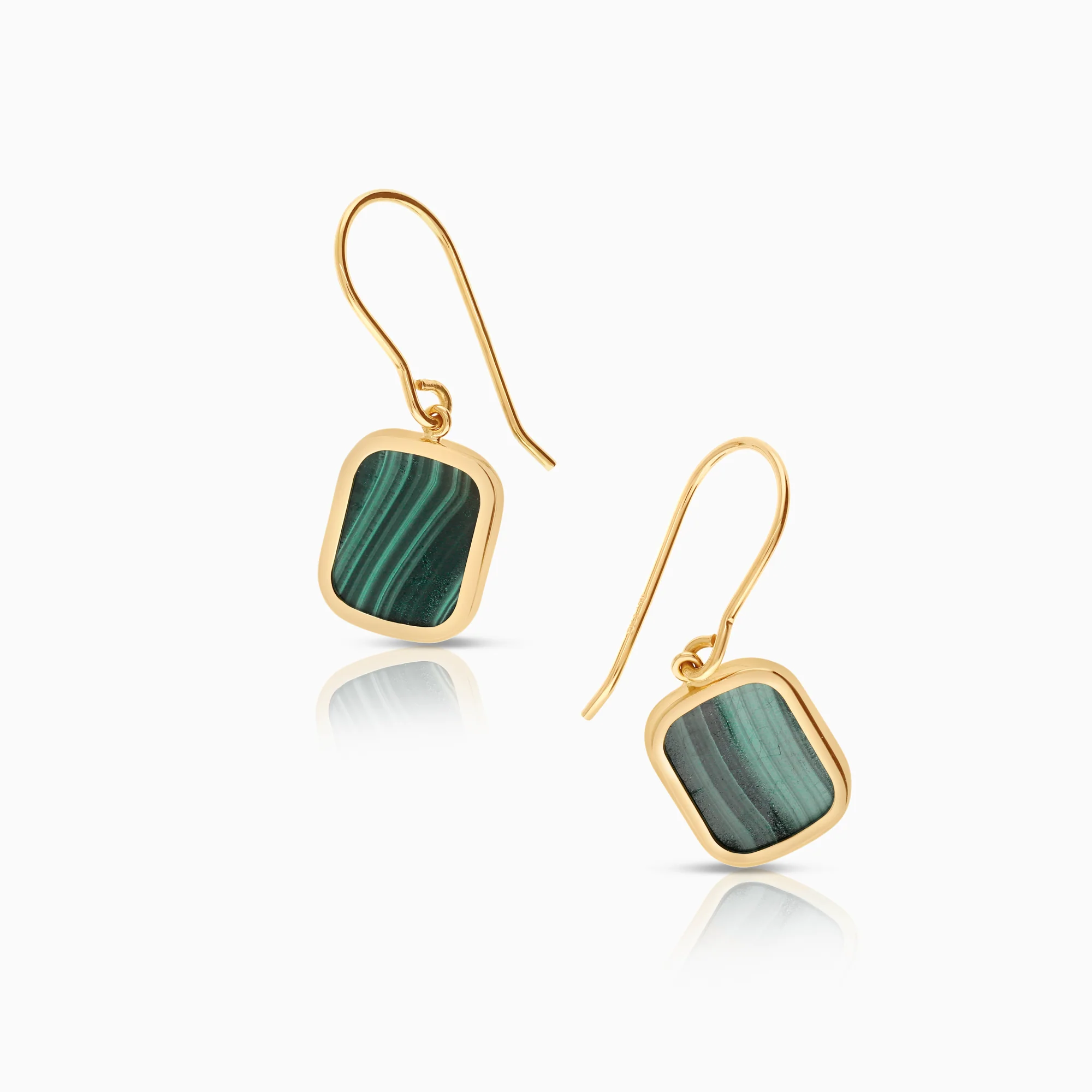 Earrings with malachite 1.90g 18K gold - Image 2