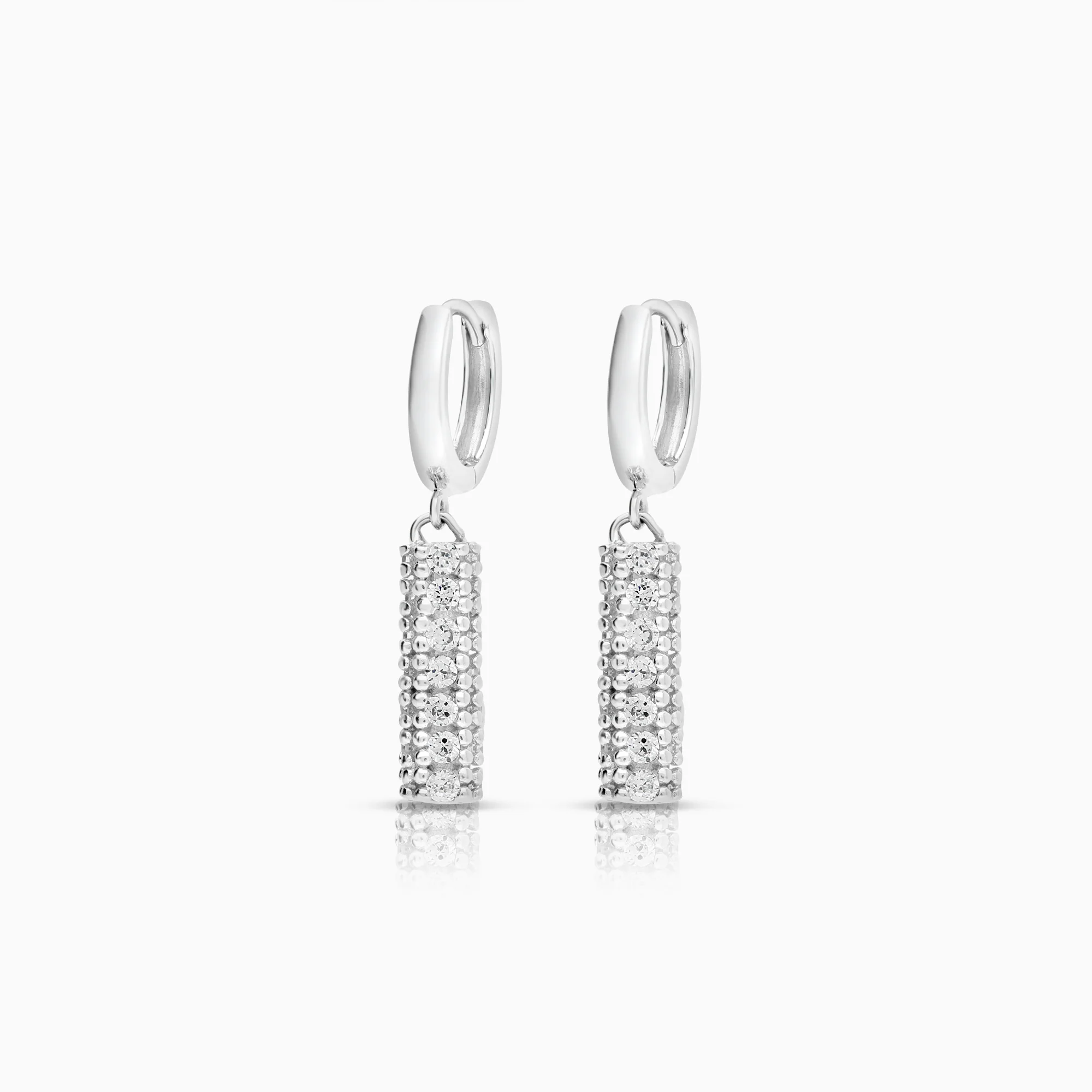 Earrings with cubic zirconia 4.16g 14K white gold