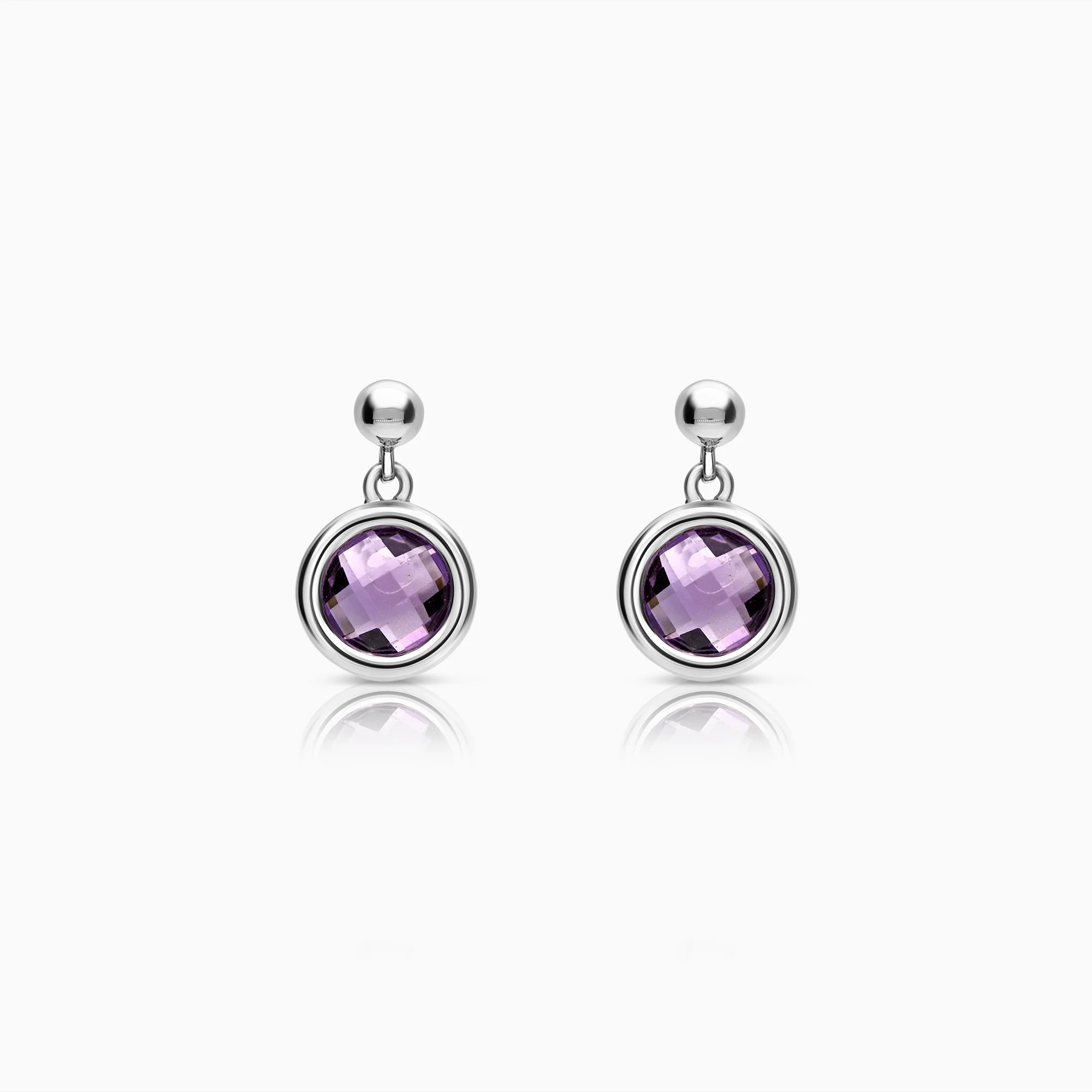 Earrings with purple amethysts 4.35g 18K white gold