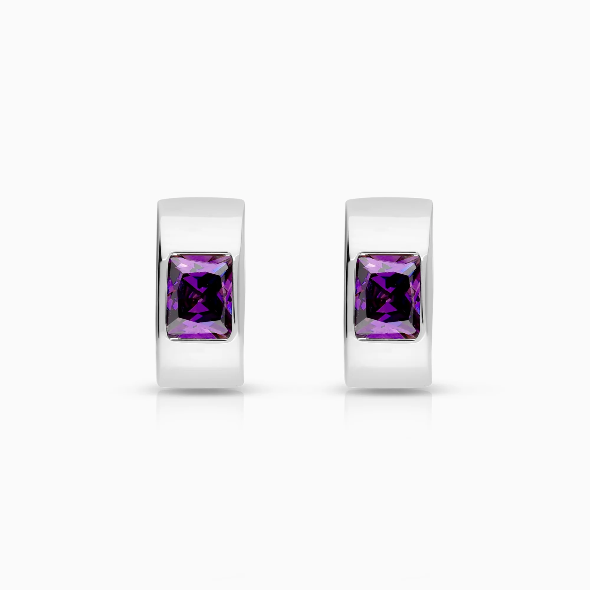 Earrings with purple cubic zirconia 0.92g 18K white gold