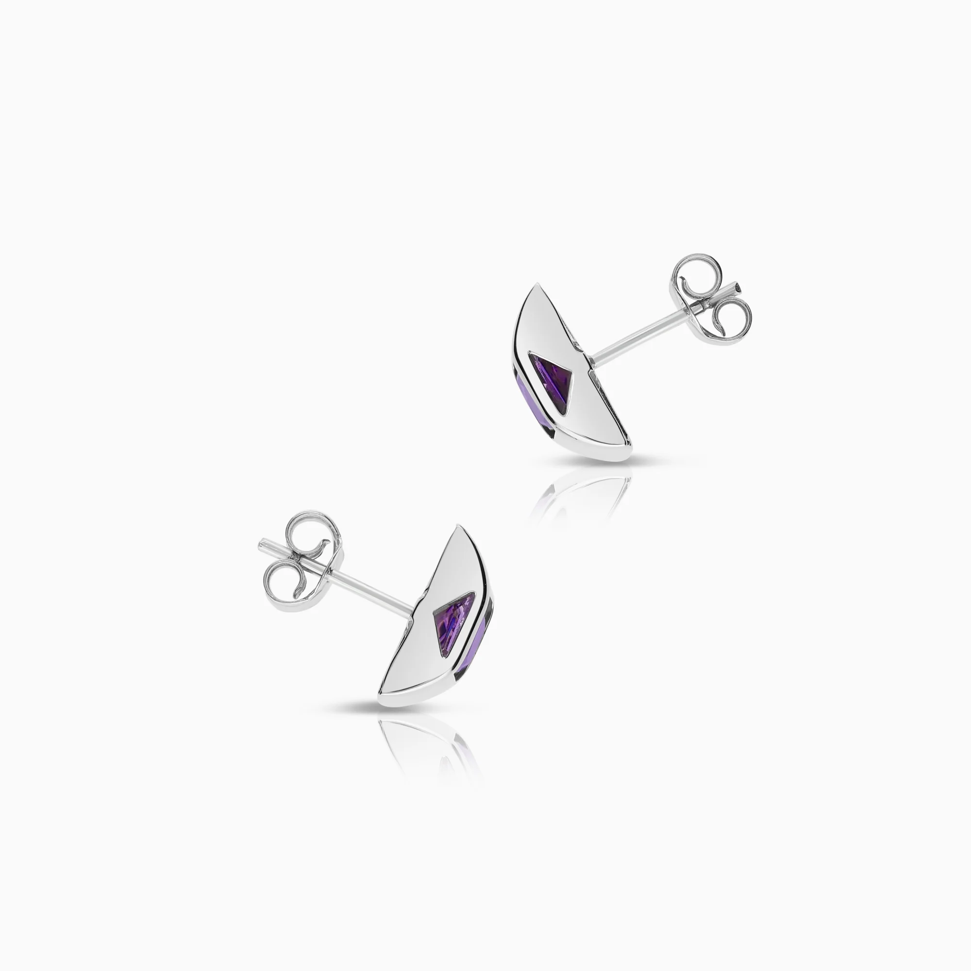 Earrings with purple cubic zirconia 0.92g 18K white gold - Image 2