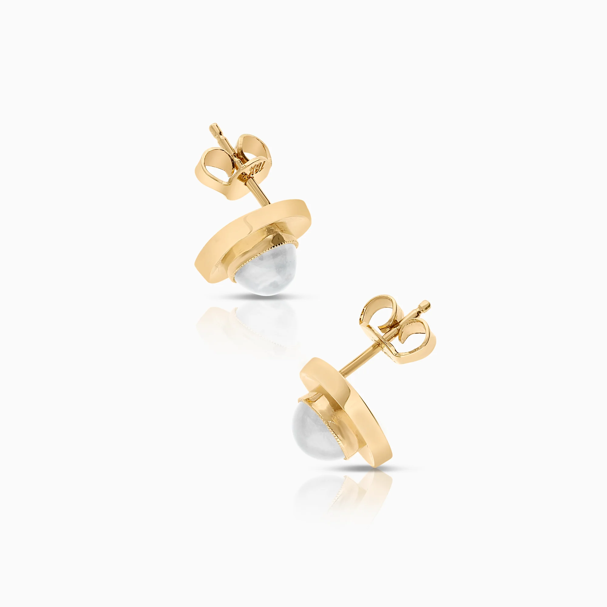 Earrings with moonstones, 2.10g, 18K gold - Image 2