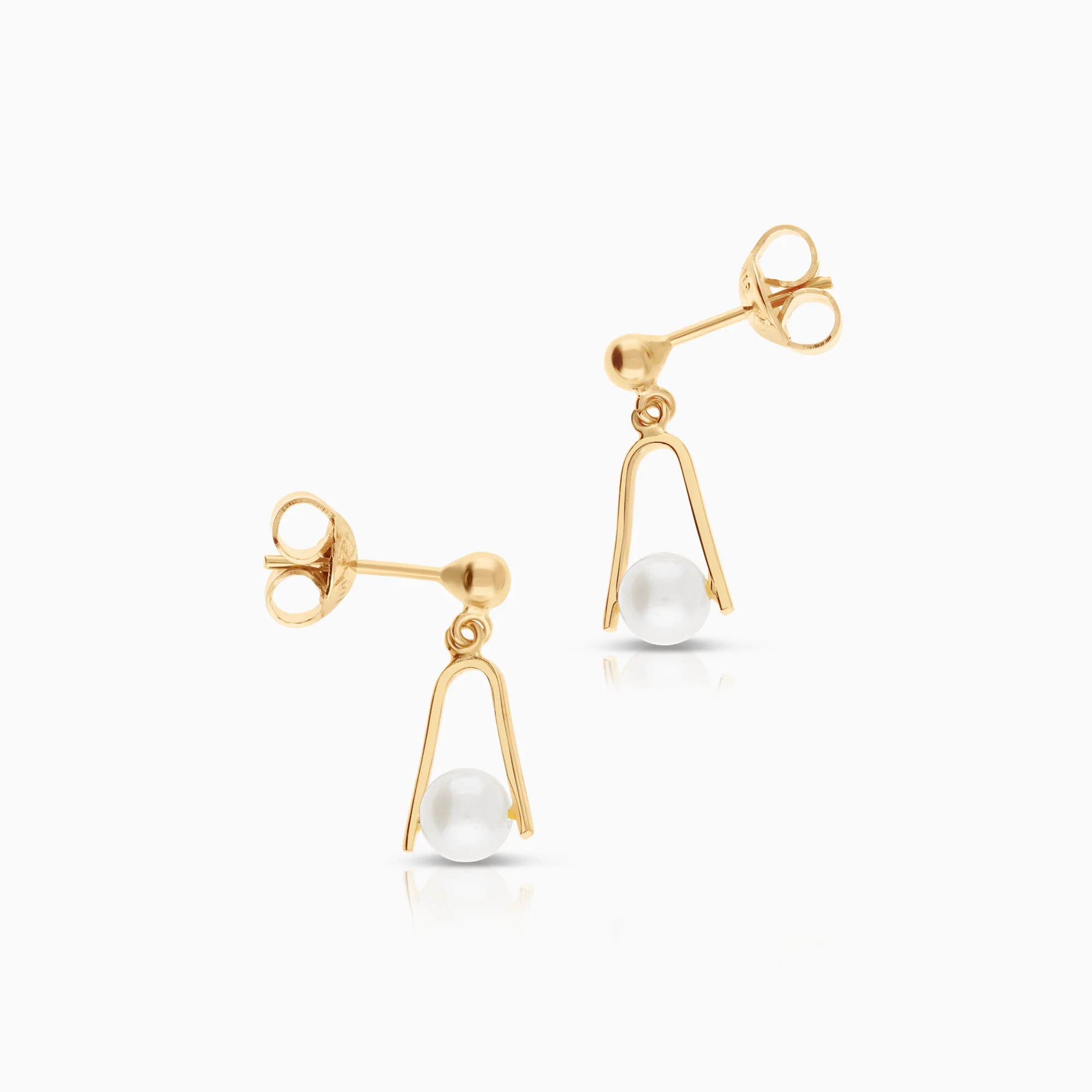 Earrings with cultured saltwater pearls 1.79g 18K gold - Image 2