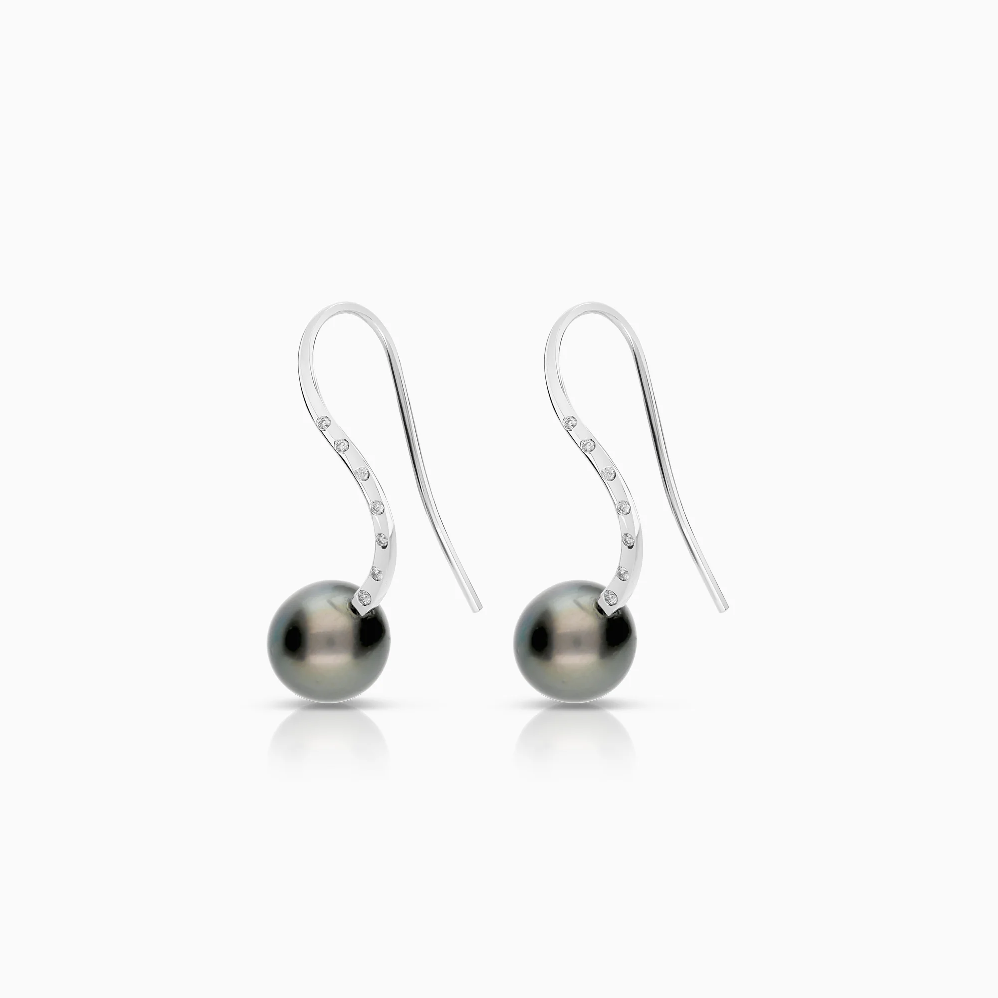 Earrings with Tahiti pearls and diamonds 0.13ct 18K white gold
