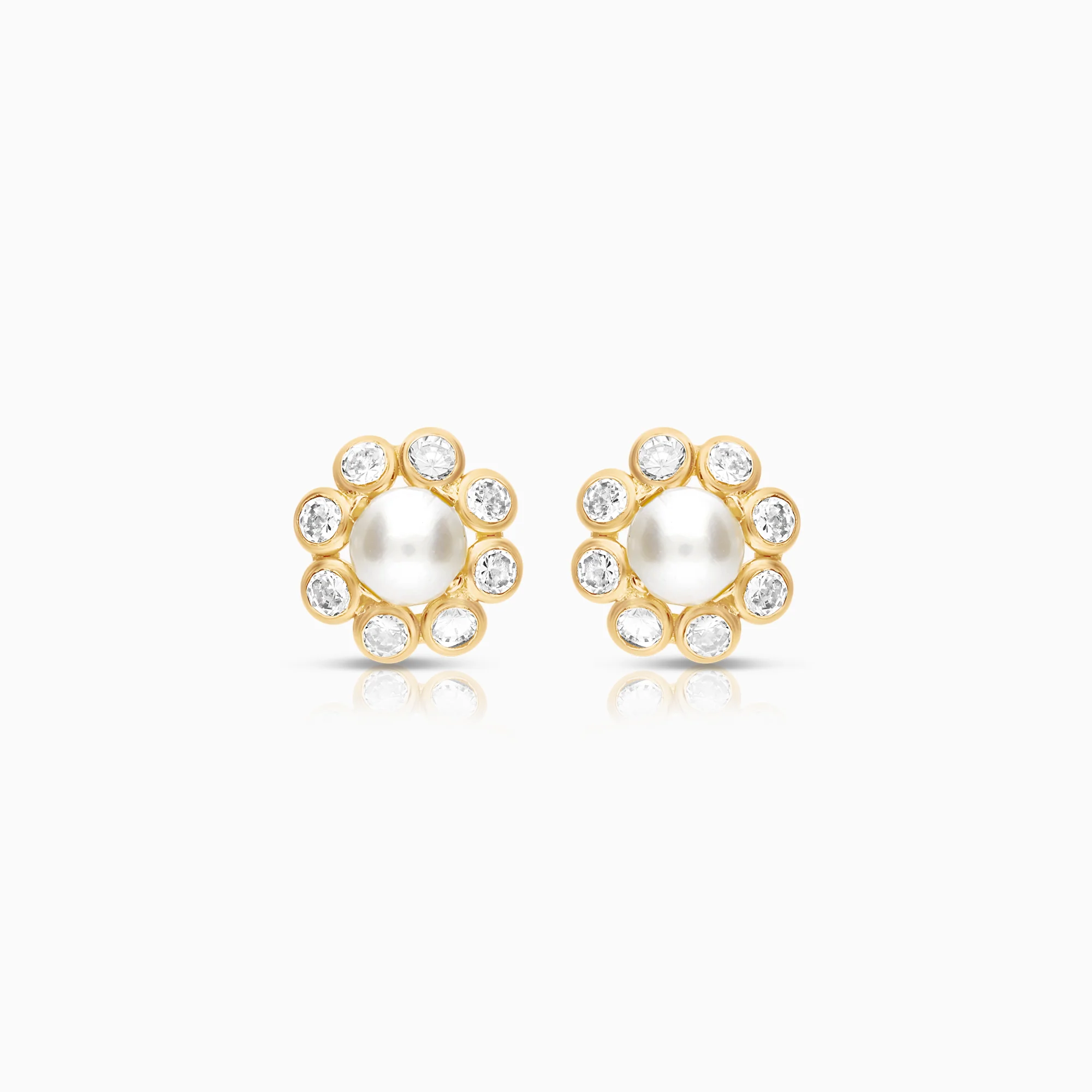 Earrings cultured pearl cubic zirconia 1.07g 18K gold