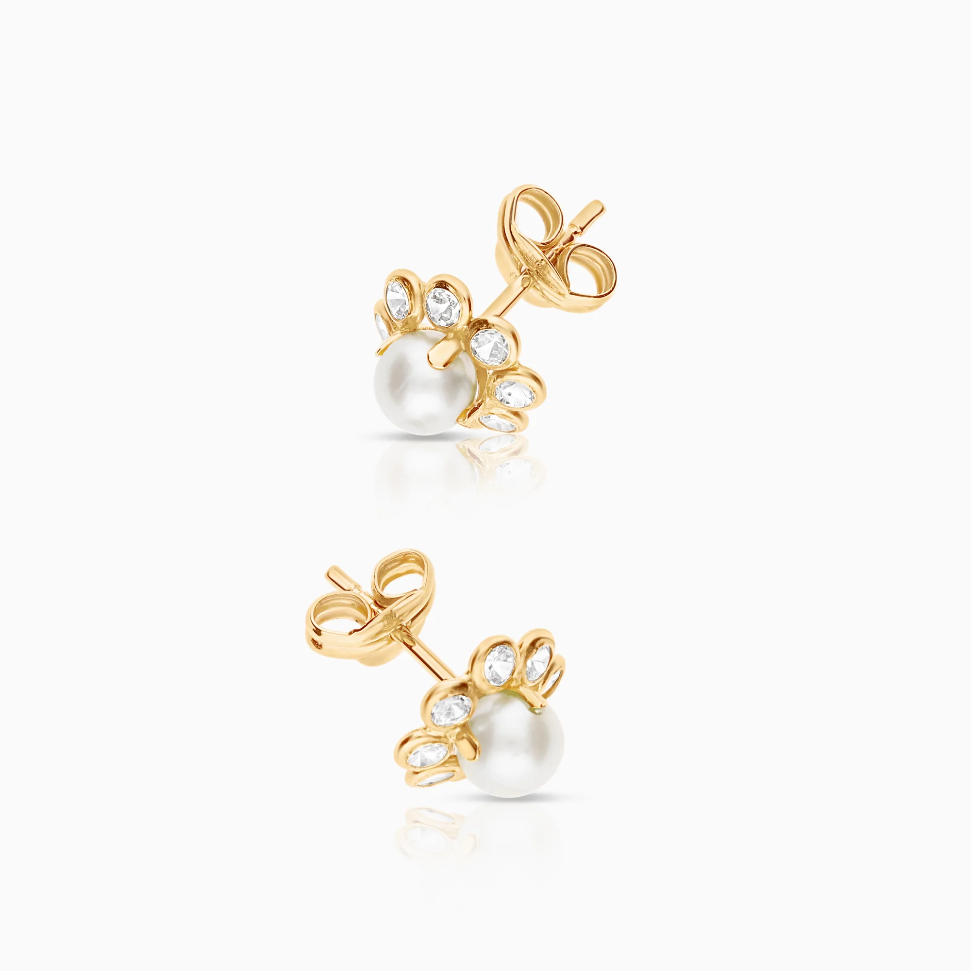 Earrings cultured pearl cubic zirconia 1.07g 18K gold - Image 2