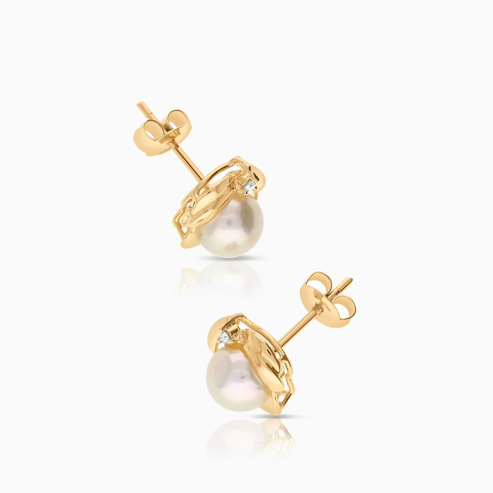 Earrings with cultured saltwater pearls, 0.03 ct, 2.86g, 18K gold - Image 2