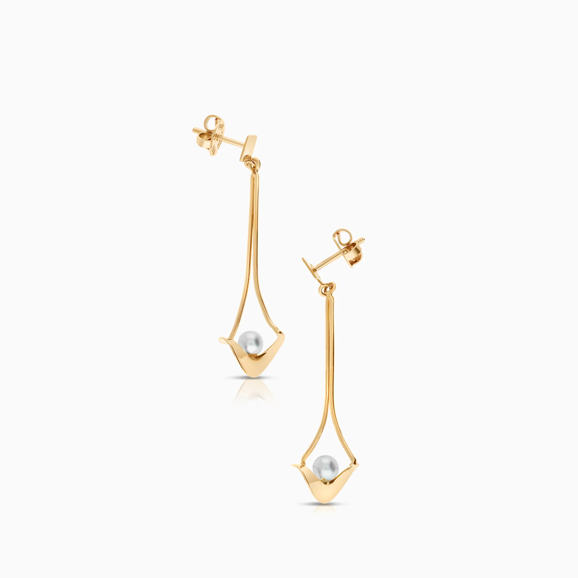 Earrings with cultured freshwater pearls 2.41g 18K gold - Image 2