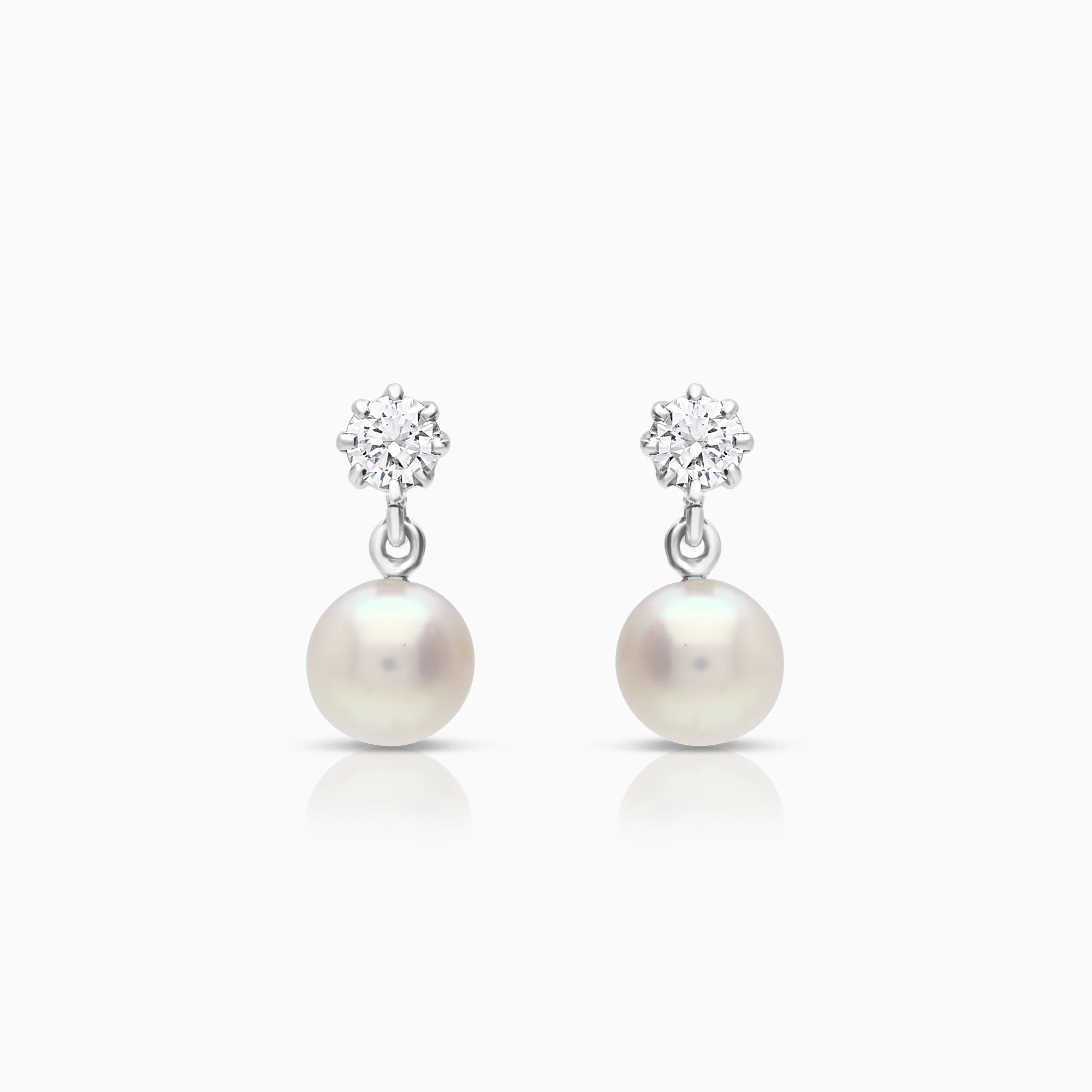 Diamond earrings with pearls 0.30ct 18K gold