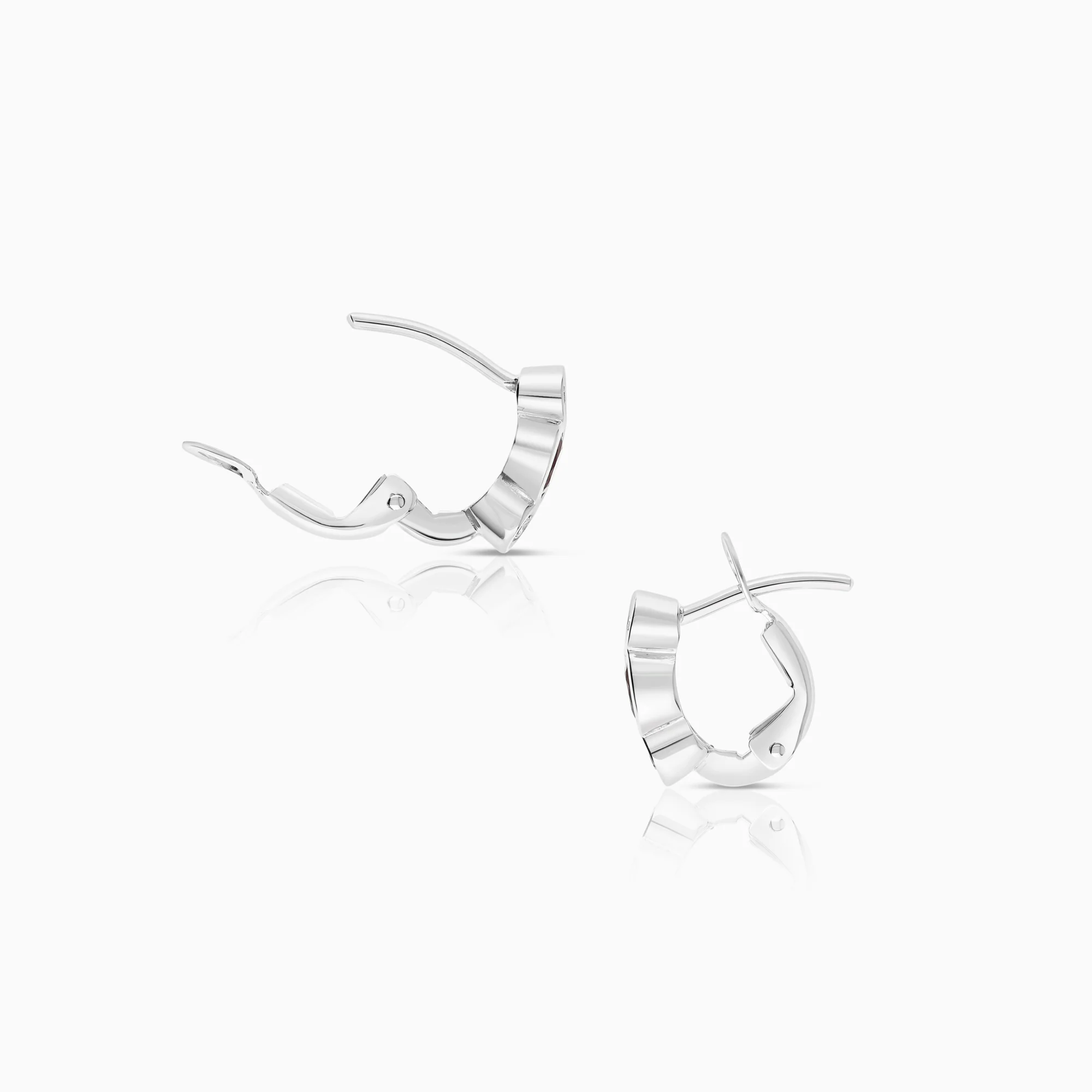 Earrings rubies and diamonds 0.10ct 18K white gold - Image 2