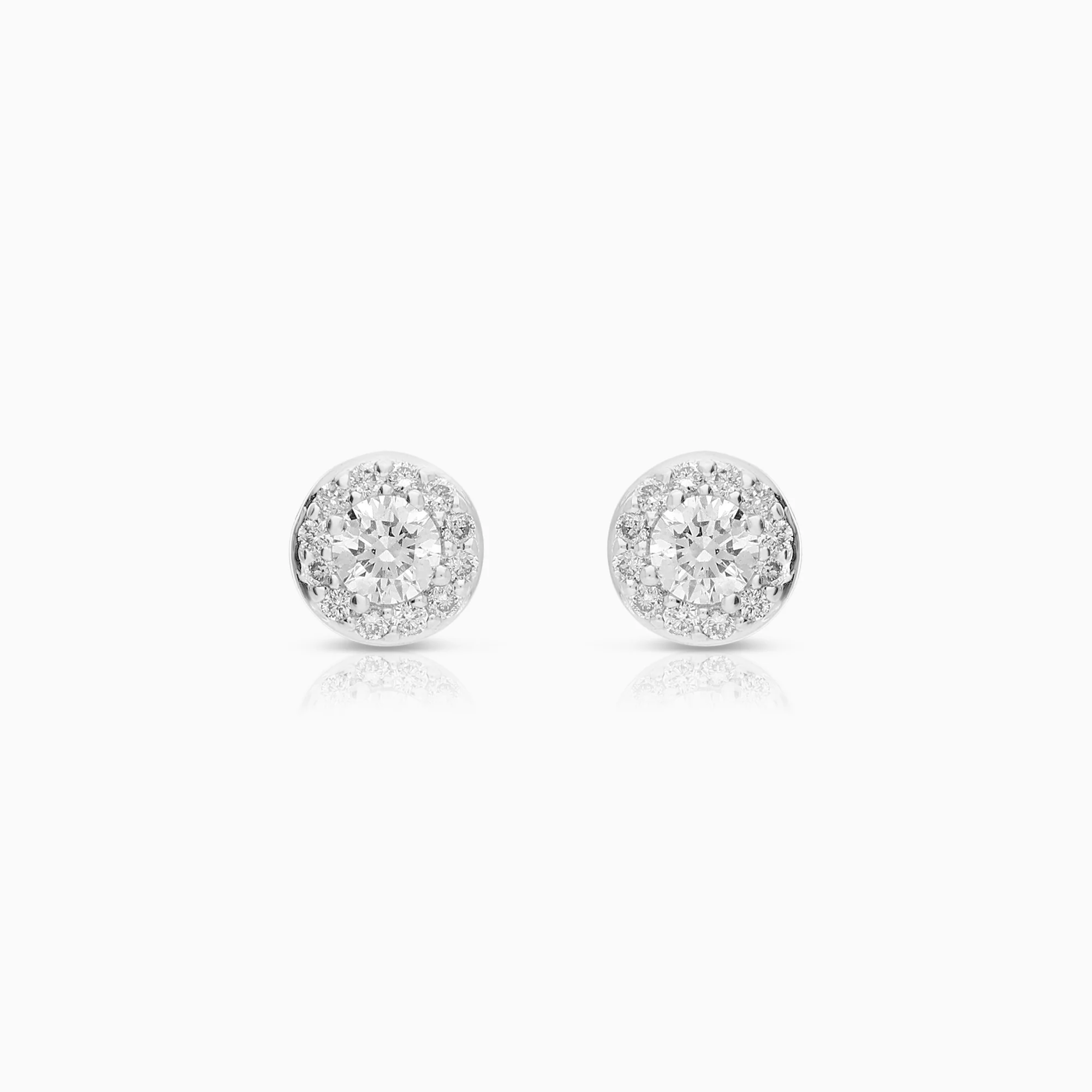 Halo earrings with diamonds 0.25ct 18K white gold