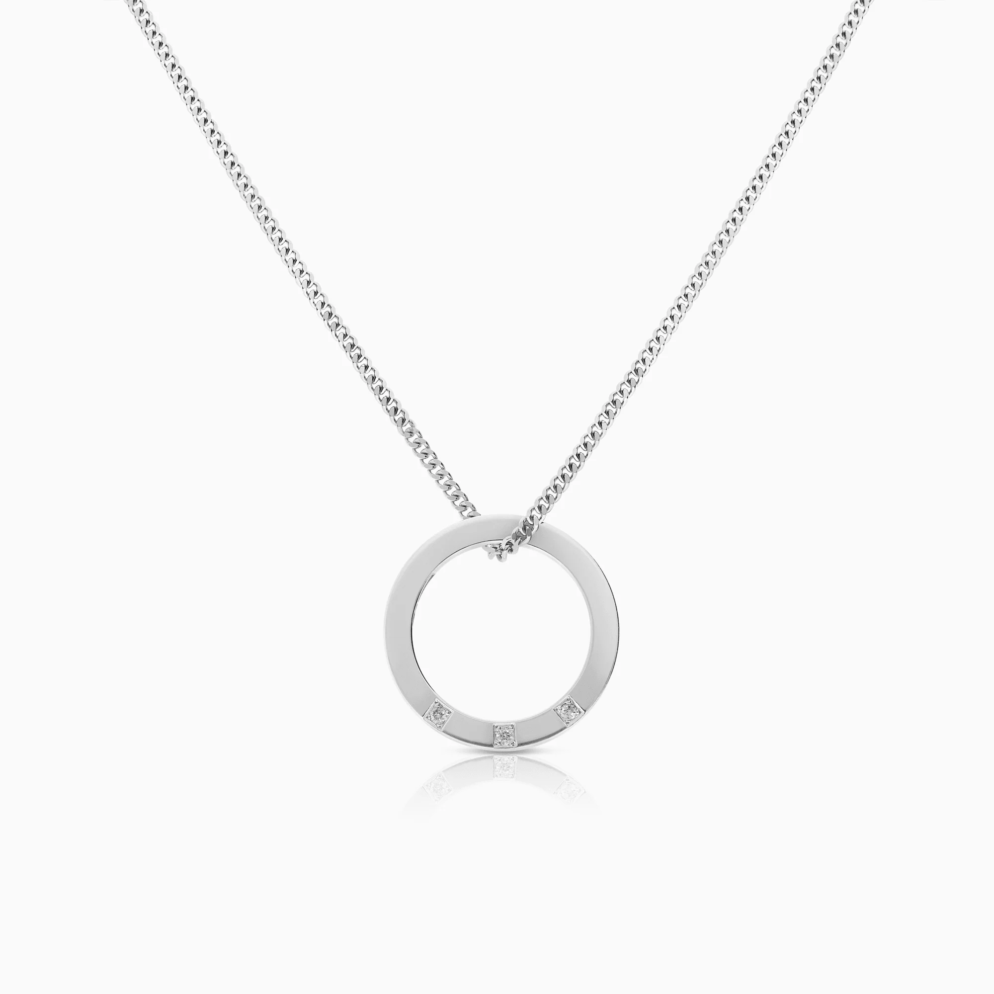 Curb chain with diamond pendant 0.06ct 18K white gold