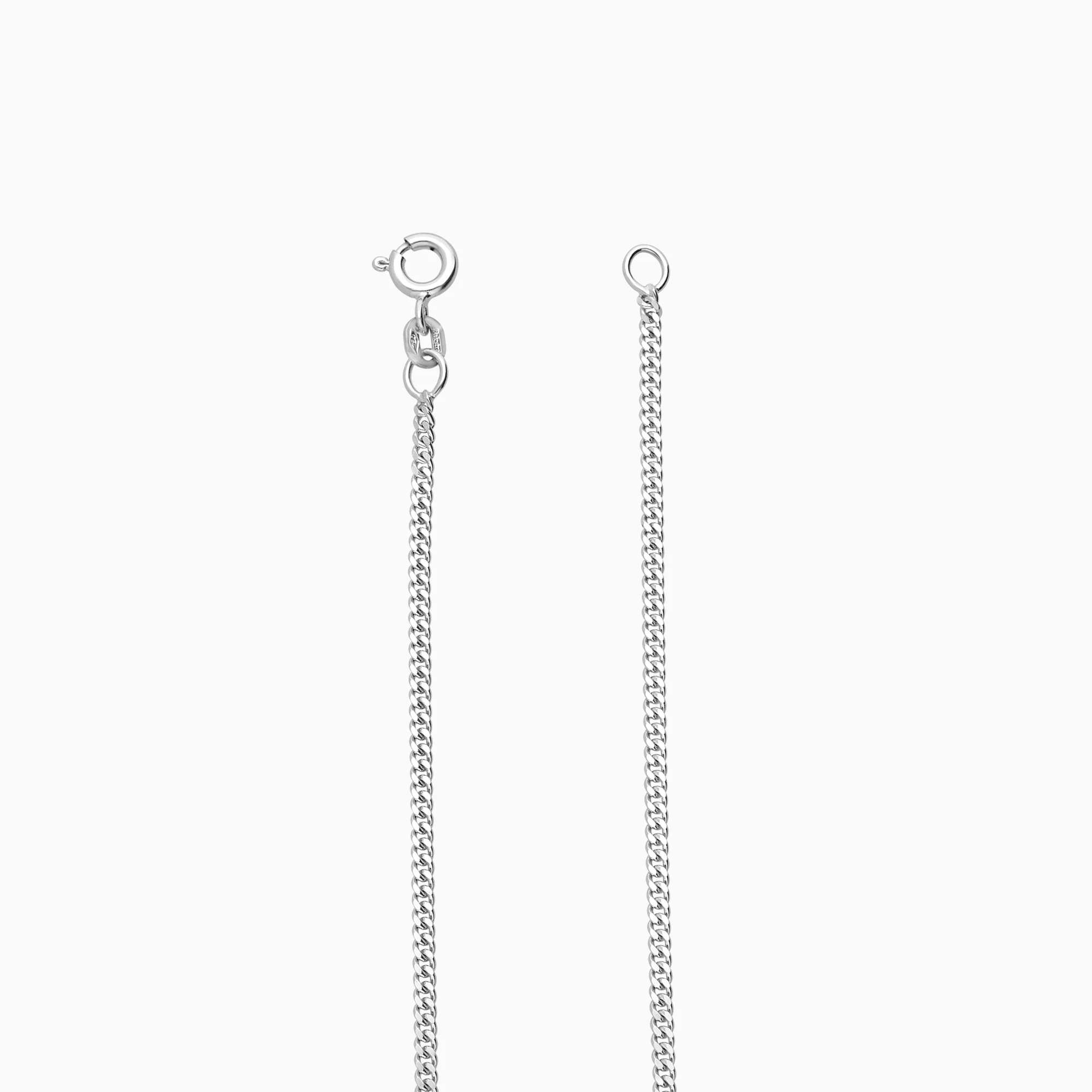 Curb chain with diamond pendant 0.06ct 18K white gold - Image 3