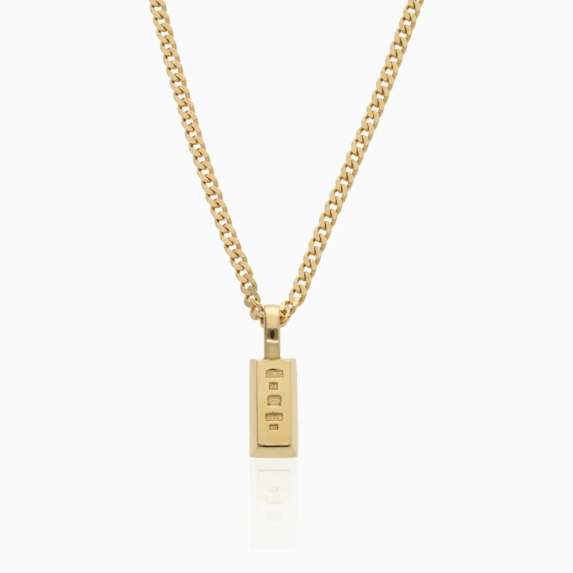Curb chain with gold bar pendant 21.7g 18K gold