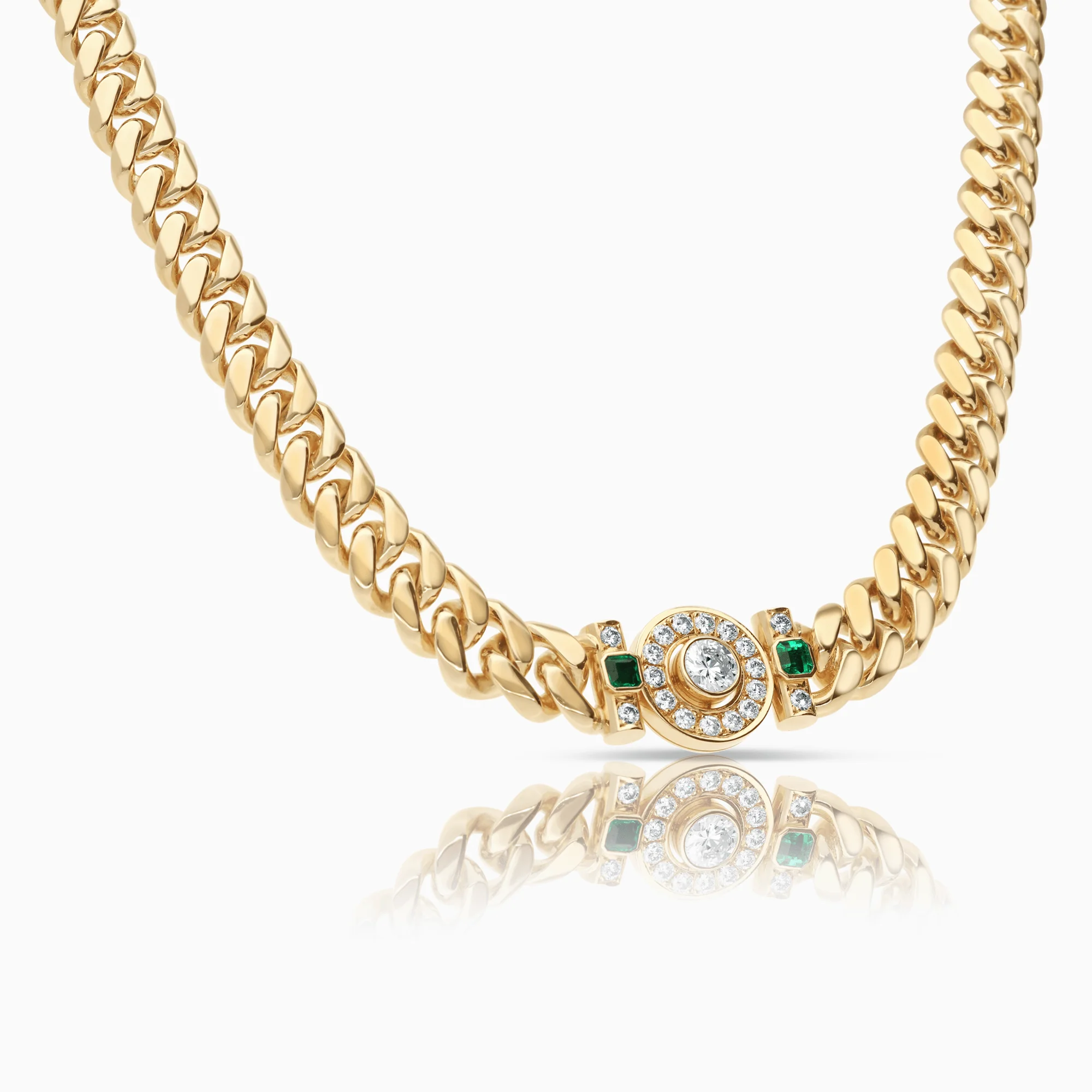 Curb chain with diamonds & emeralds 2.44ct 18K gold - Image 3