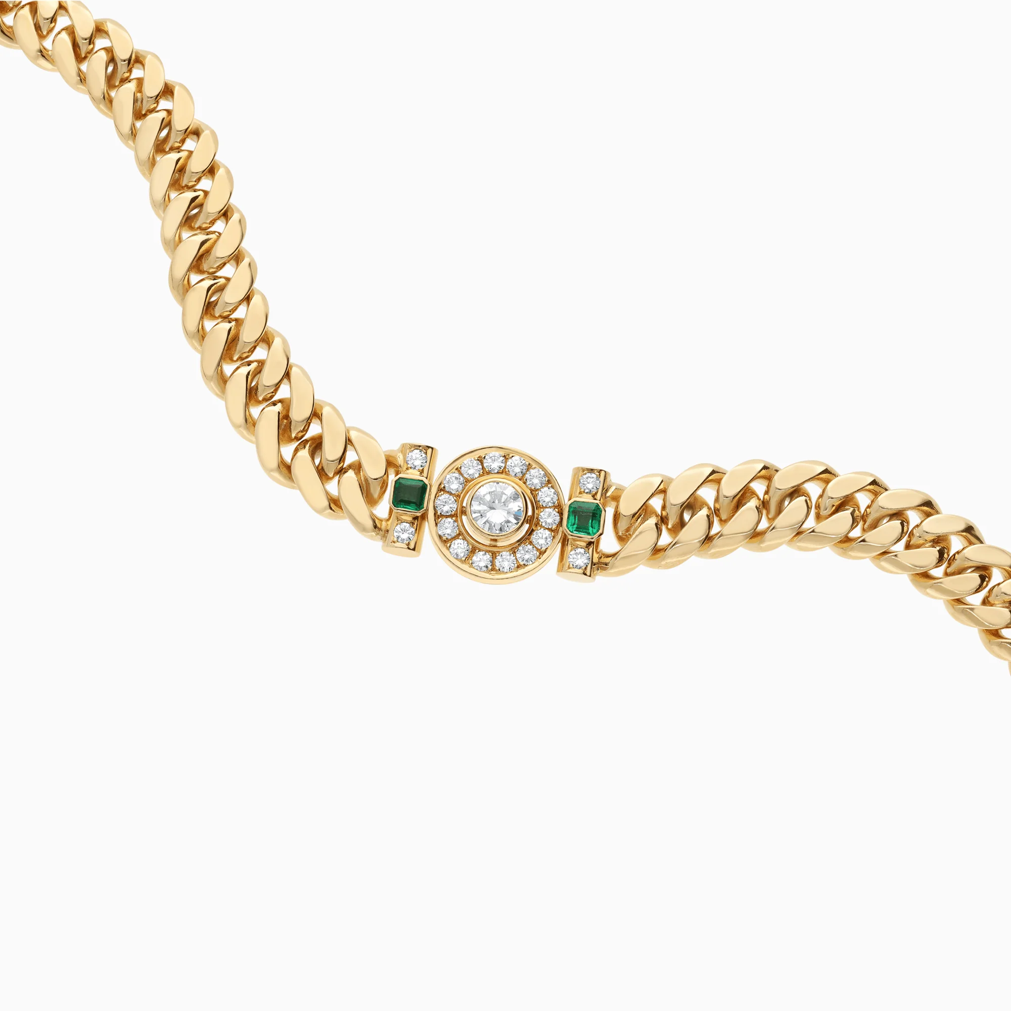 Curb chain with diamonds & emeralds 2.44ct 18K gold - Image 4