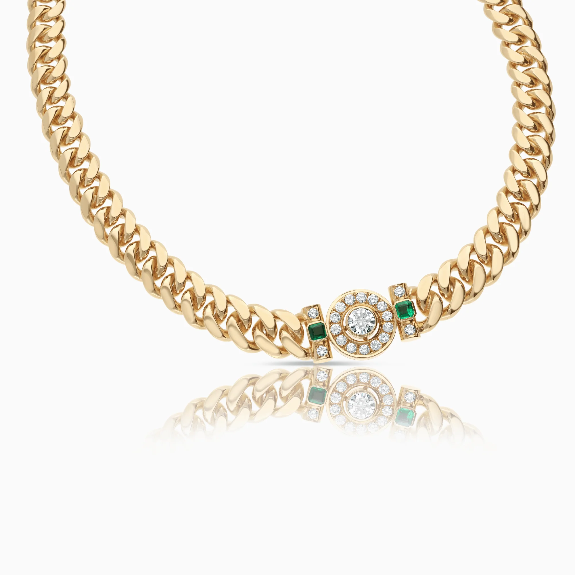 Curb chain with diamonds & emeralds 2.44ct 18K gold - Image 5