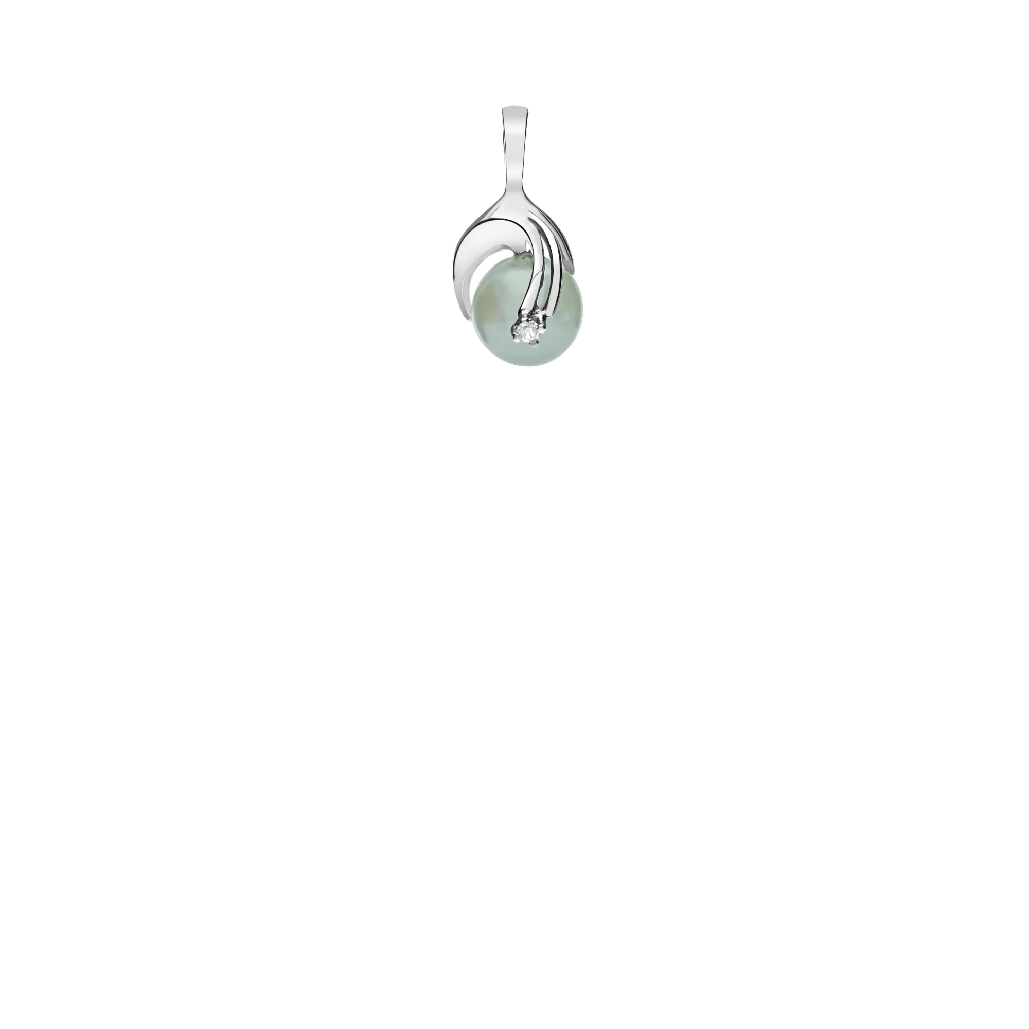 Pearl pendant with diamond 0.02ct 18K white gold - Image 2