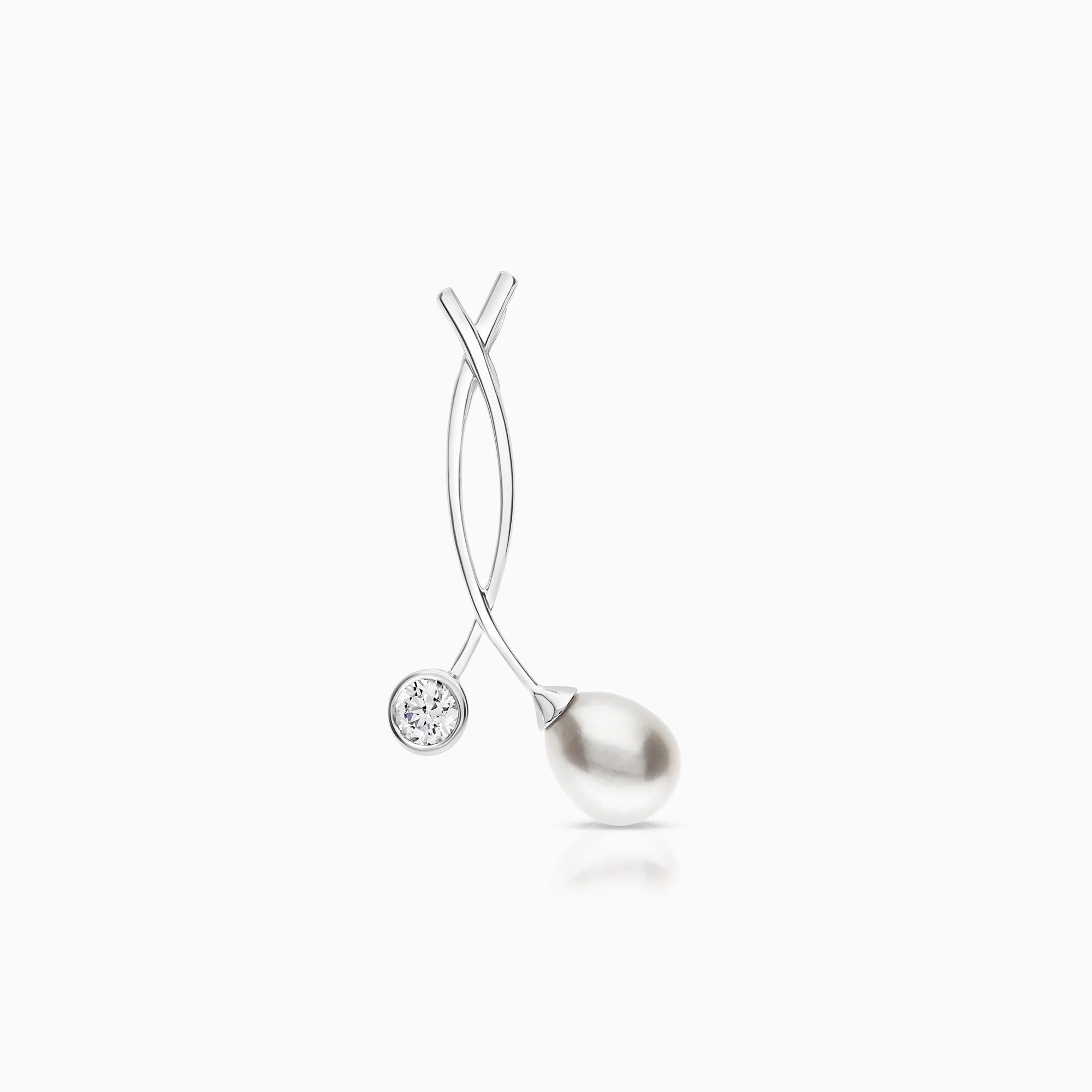 Pearl pendant with white cubic 1.73g 18K white gold