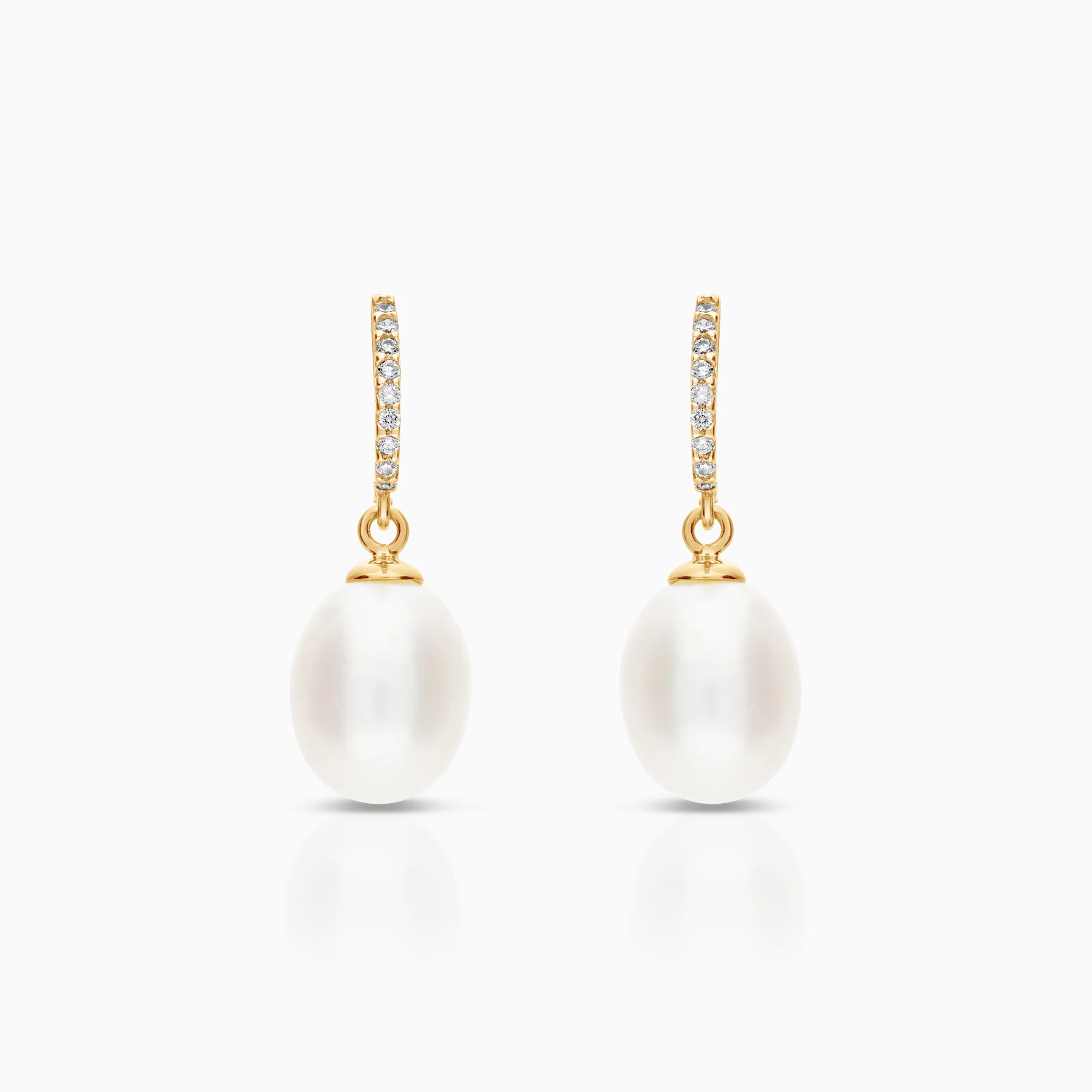 Pearl earrings with cubic zirconia 2.95g 18K gold