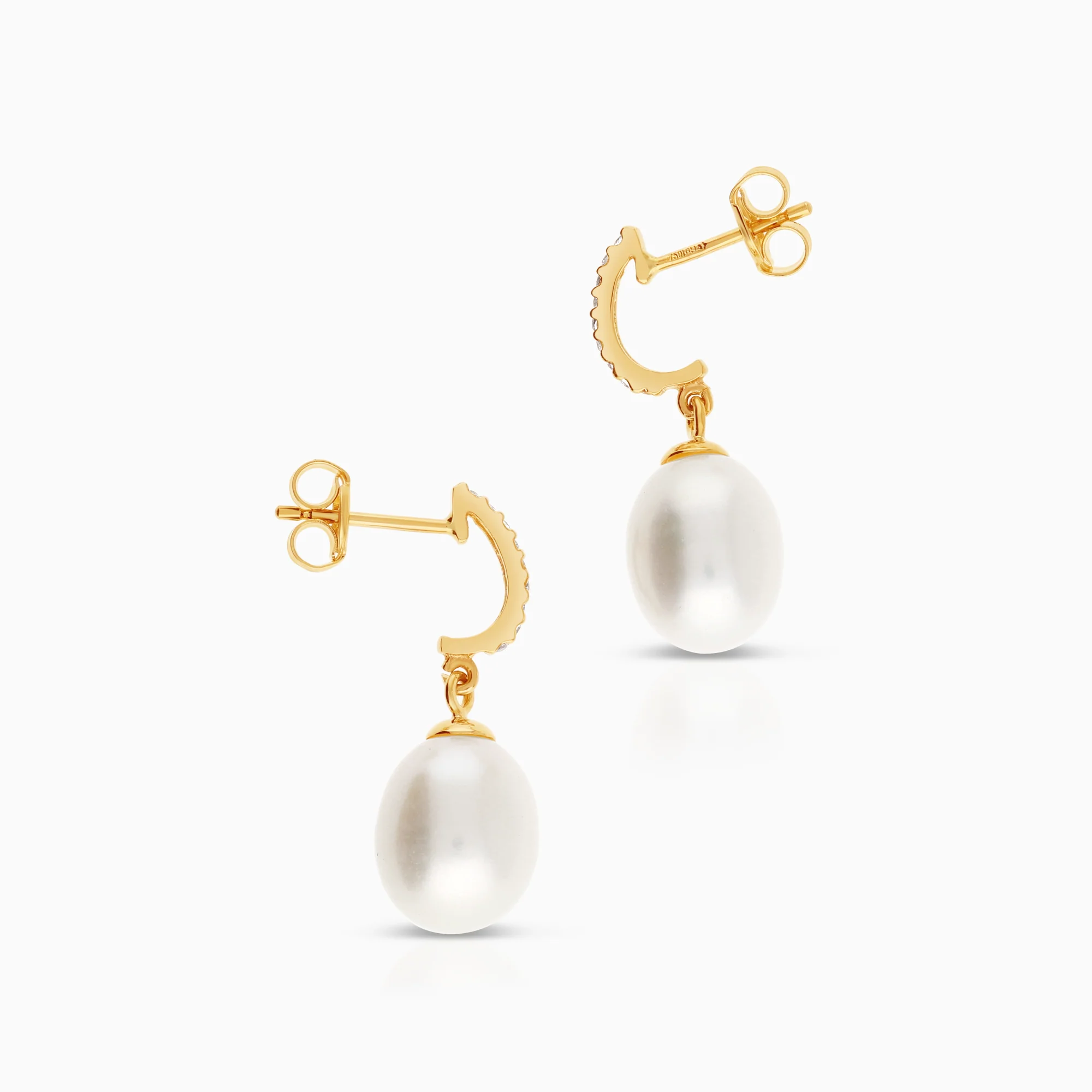 Pearl earrings with cubic zirconia 2.95g 18K gold - Image 2