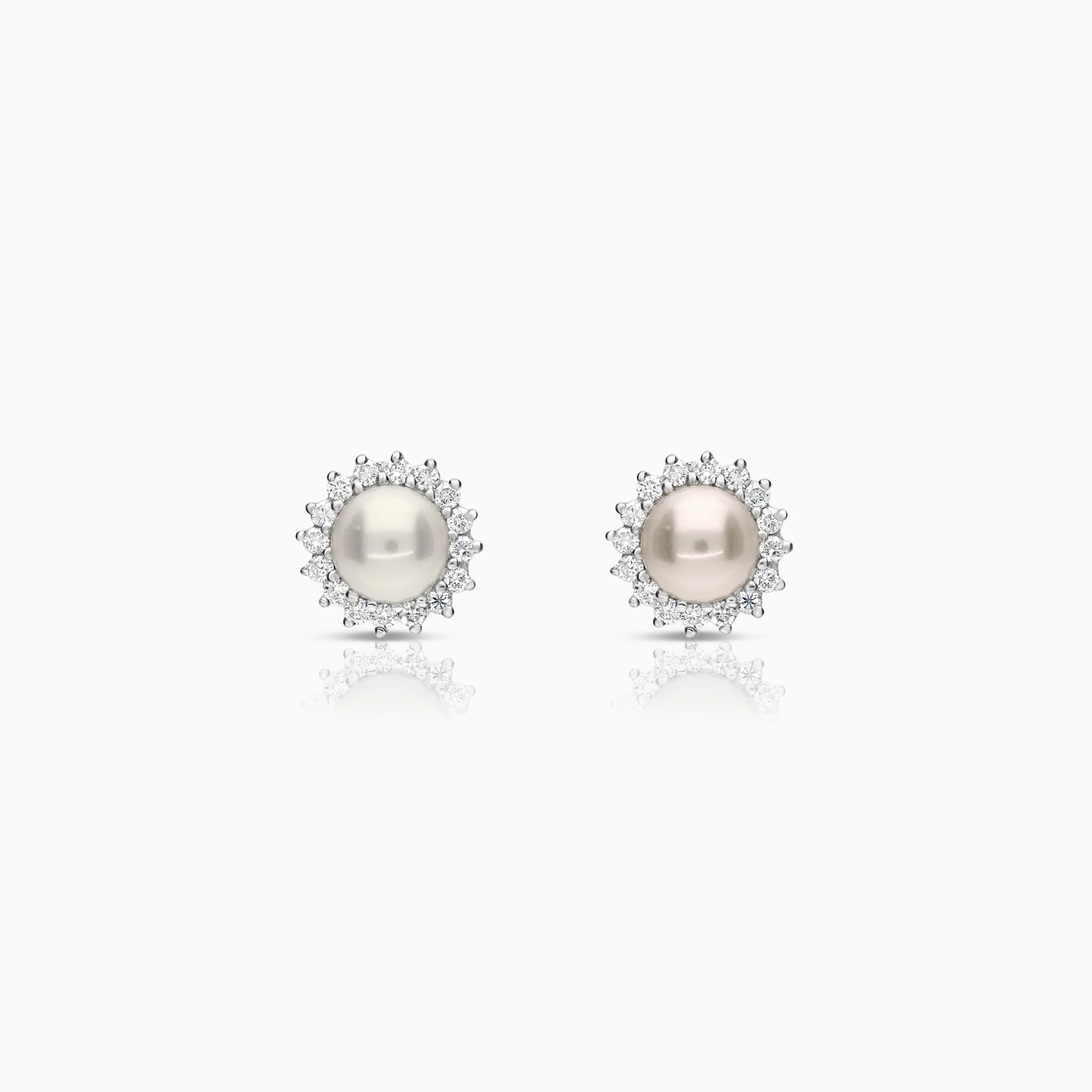 Pearl earrings with diamonds 0.39ct 18K white gold