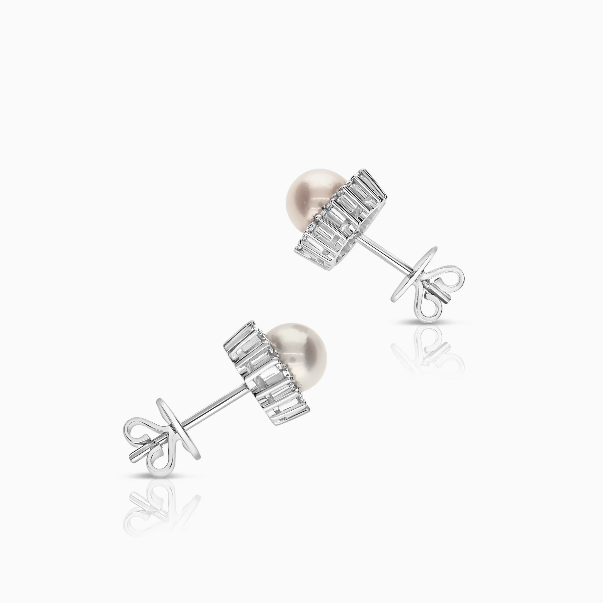 Pearl earrings with diamonds 0.39ct 18K white gold - Image 2