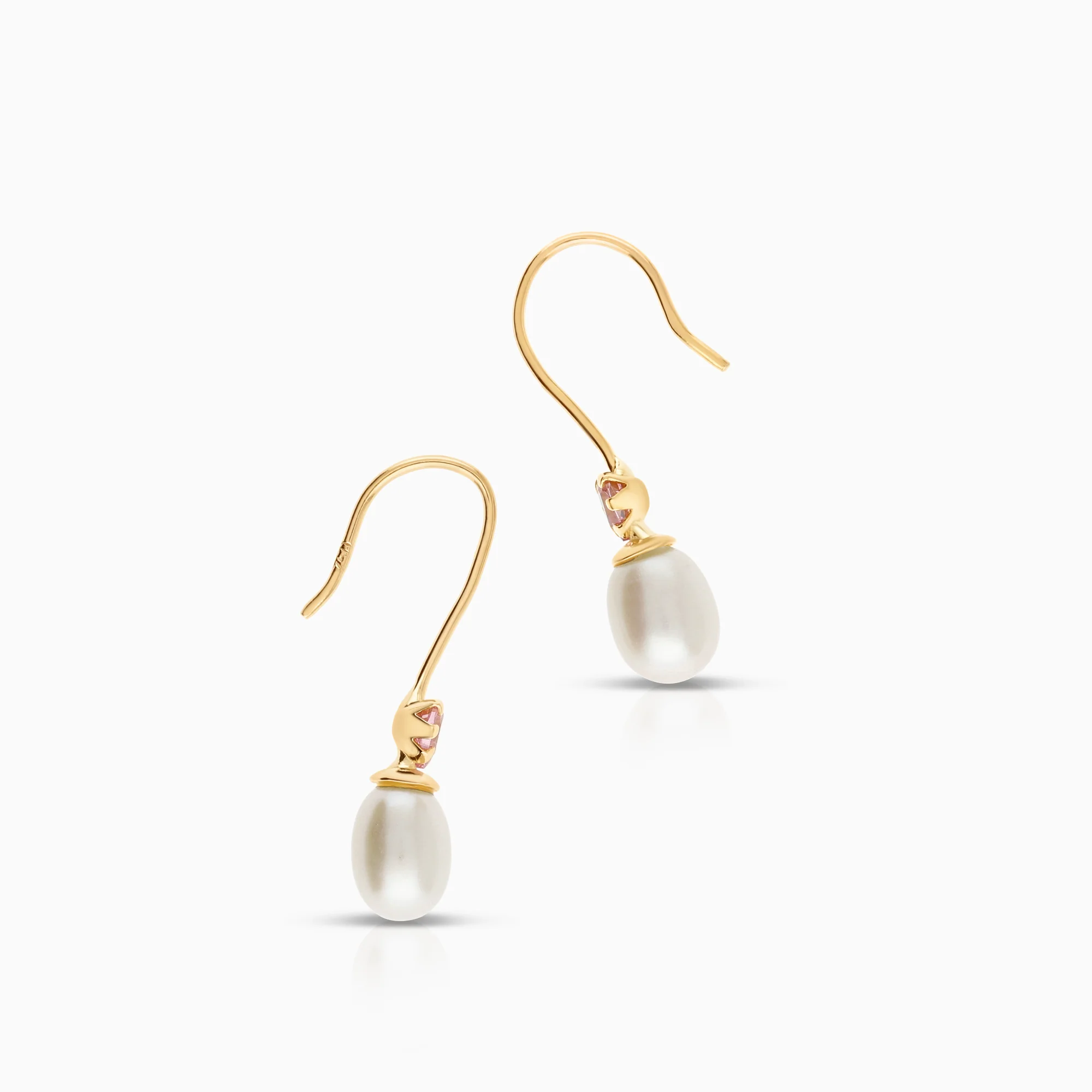 Pearl earrings cultured freshwater pearls 0.89g 18K gold - Image 2